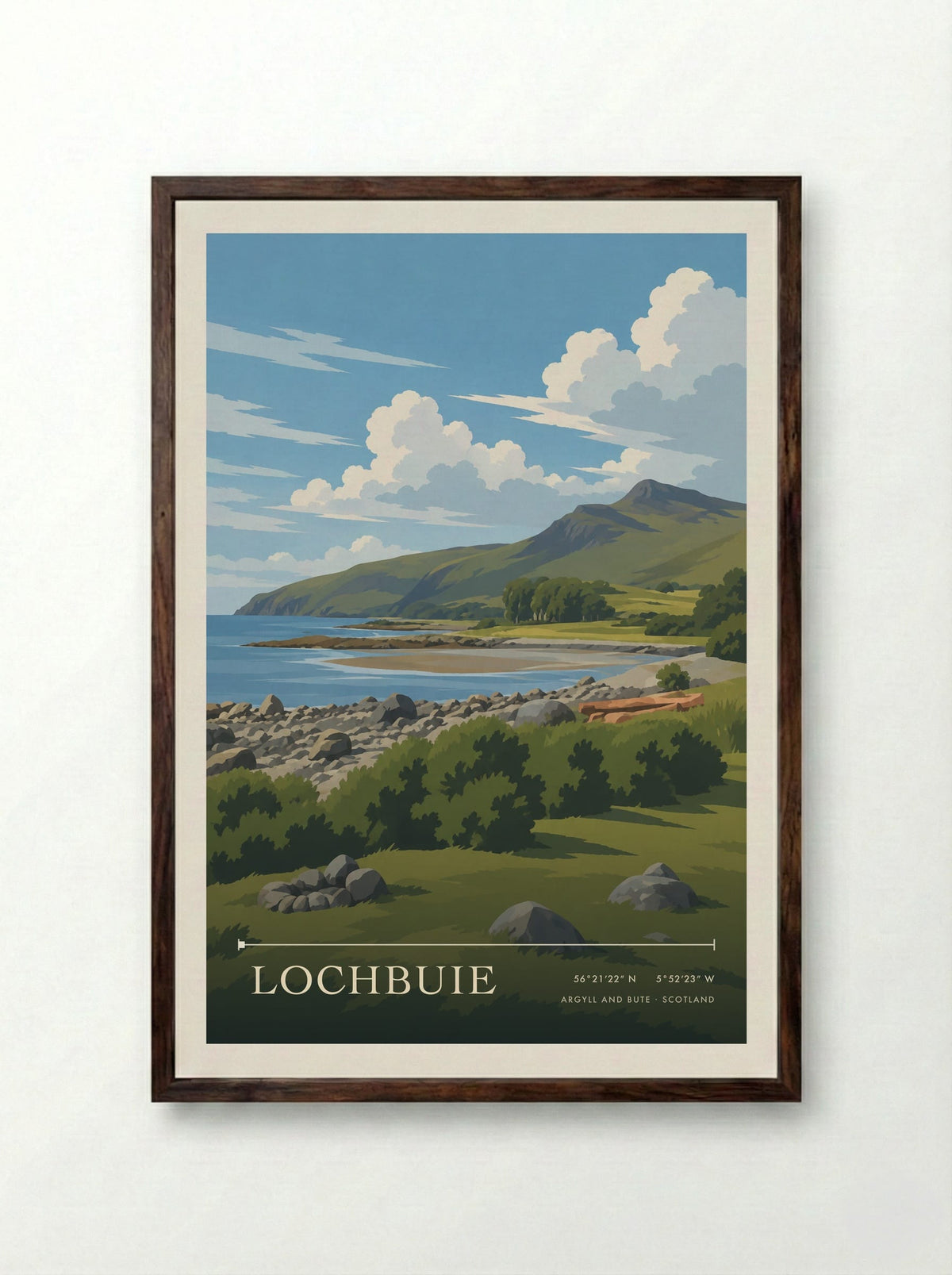 Lochbuie, Argyll and Bute | Travel Poster - Framed Print Dark Wood