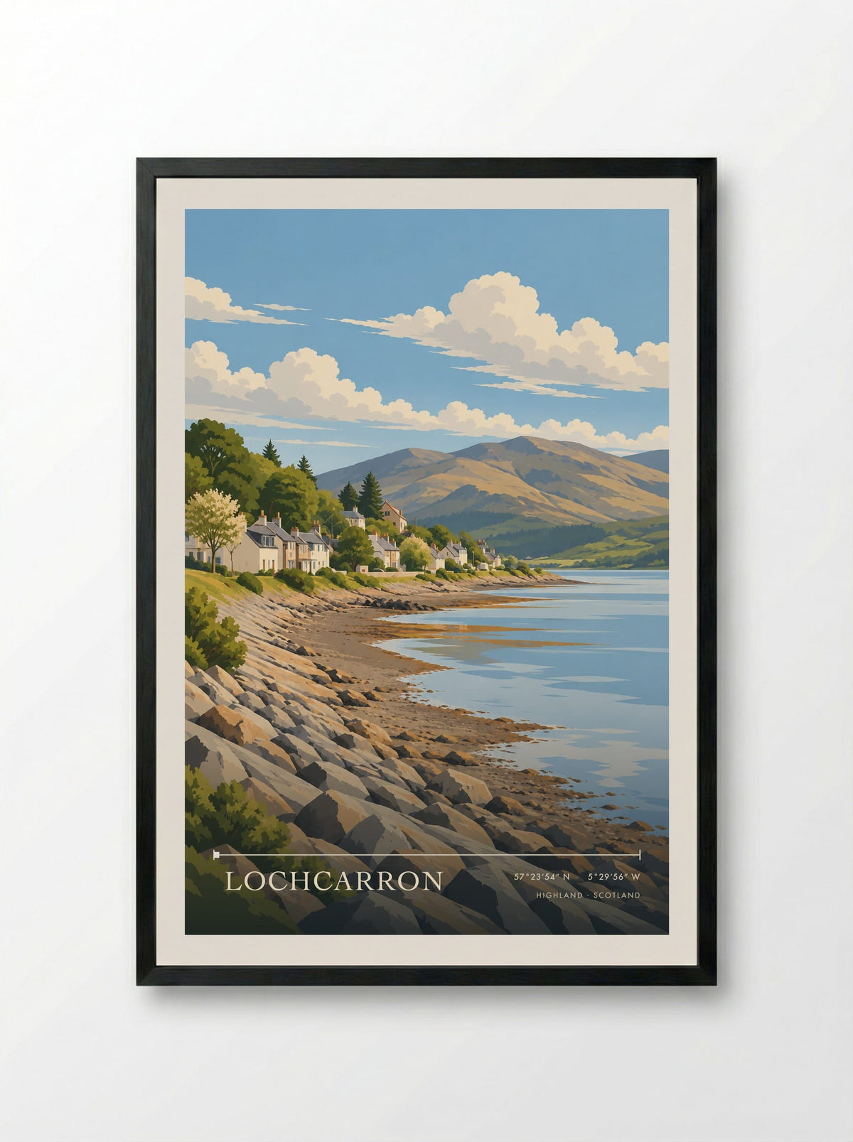 Lochcarron, Highland | Travel Poster - Framed Print Black