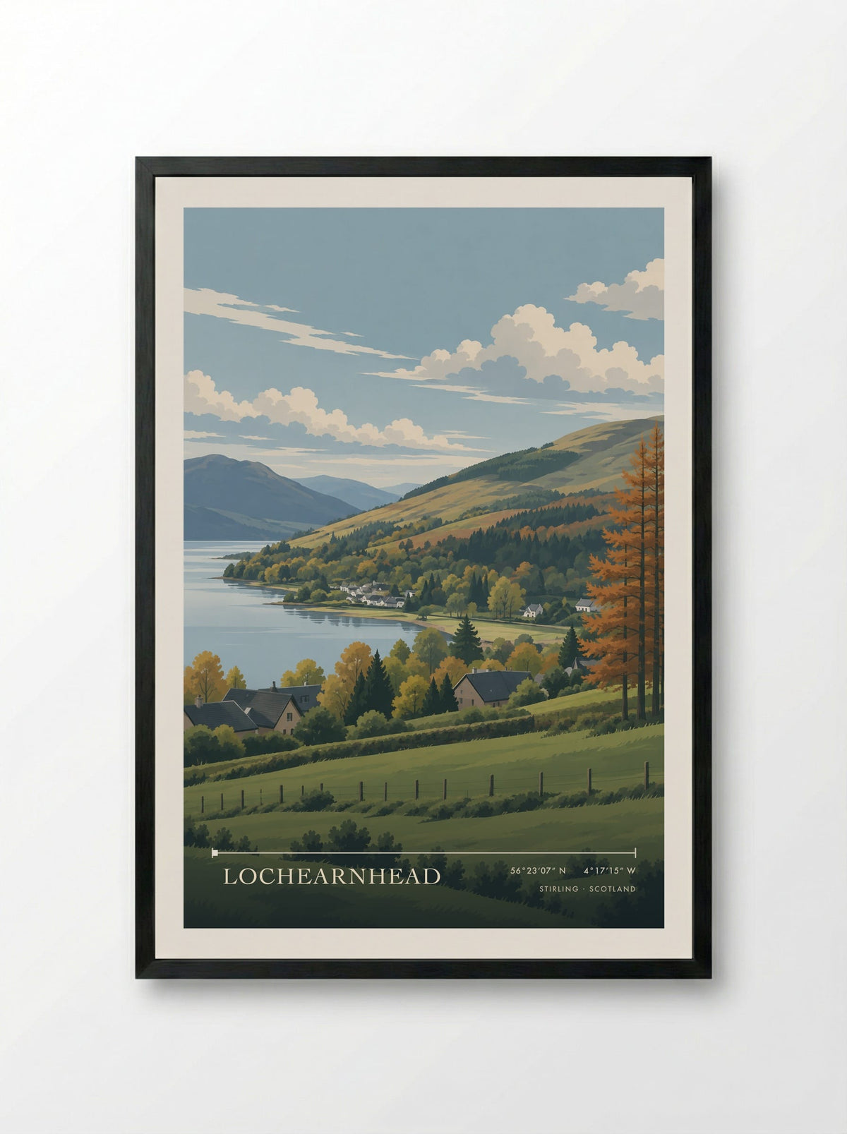 Lochearnhead, Stirling | Travel Poster - Framed Print Black