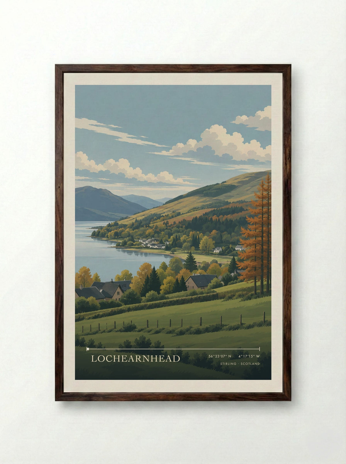 Lochearnhead, Stirling | Travel Poster - Framed Print Dark Wood