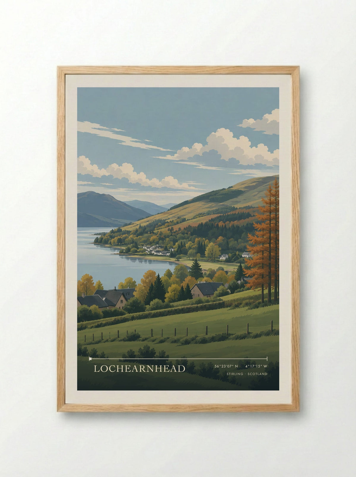 Lochearnhead, Stirling | Travel Poster - Framed Print Wood