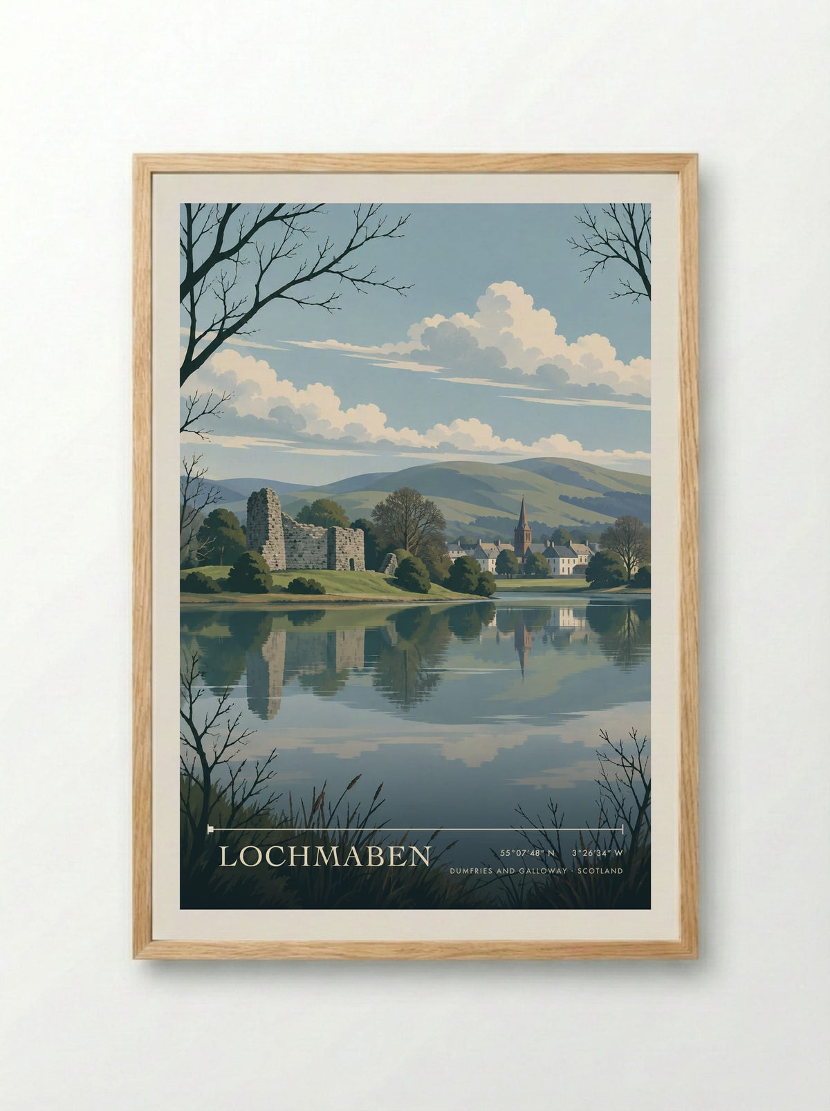 Lochmaben, Dumfries and Galloway | Travel Poster - Framed Print Wood