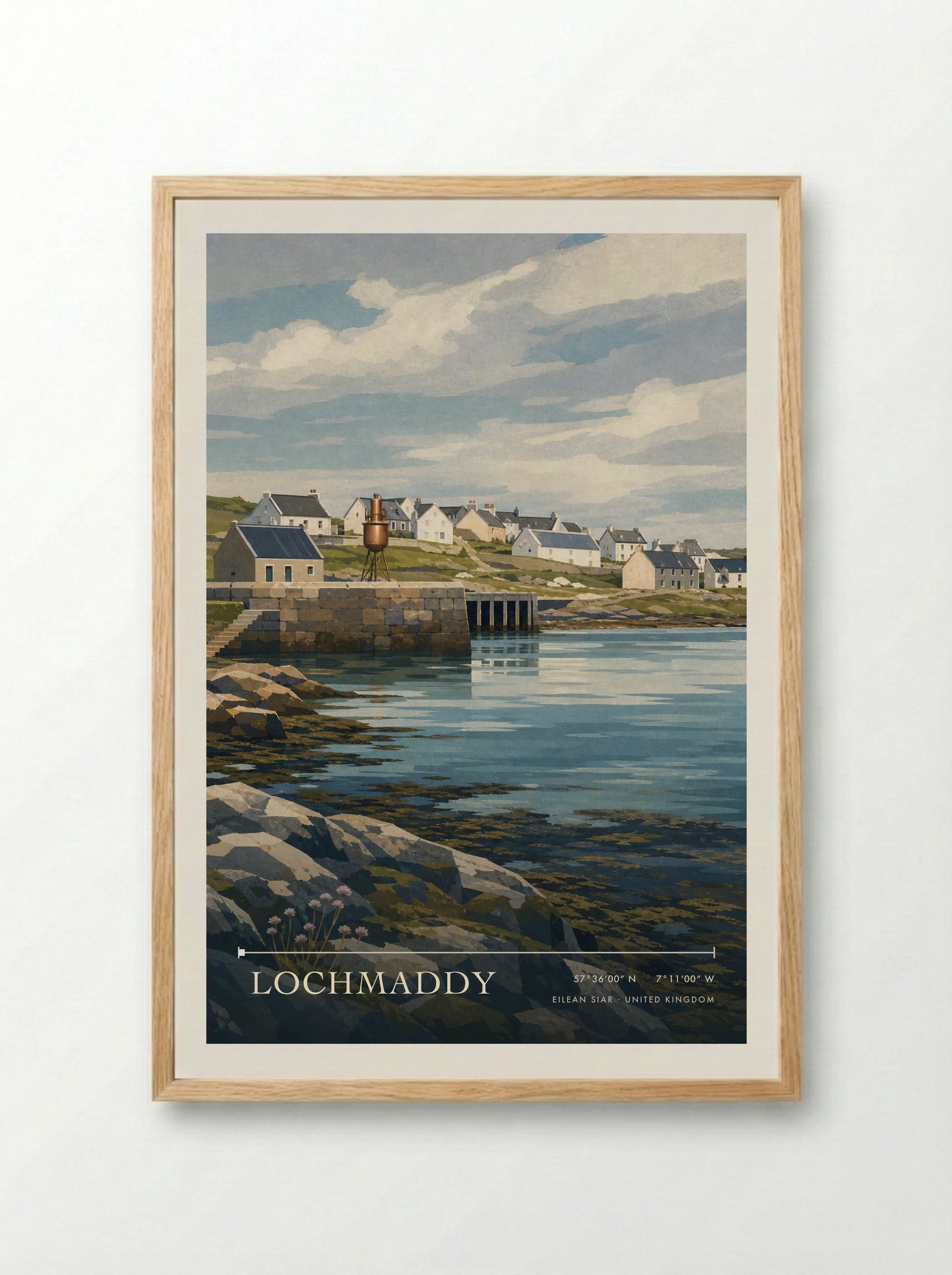 Lochmaddy Eilean Siar United Kingdom Travel Poster - Framed Print Wood