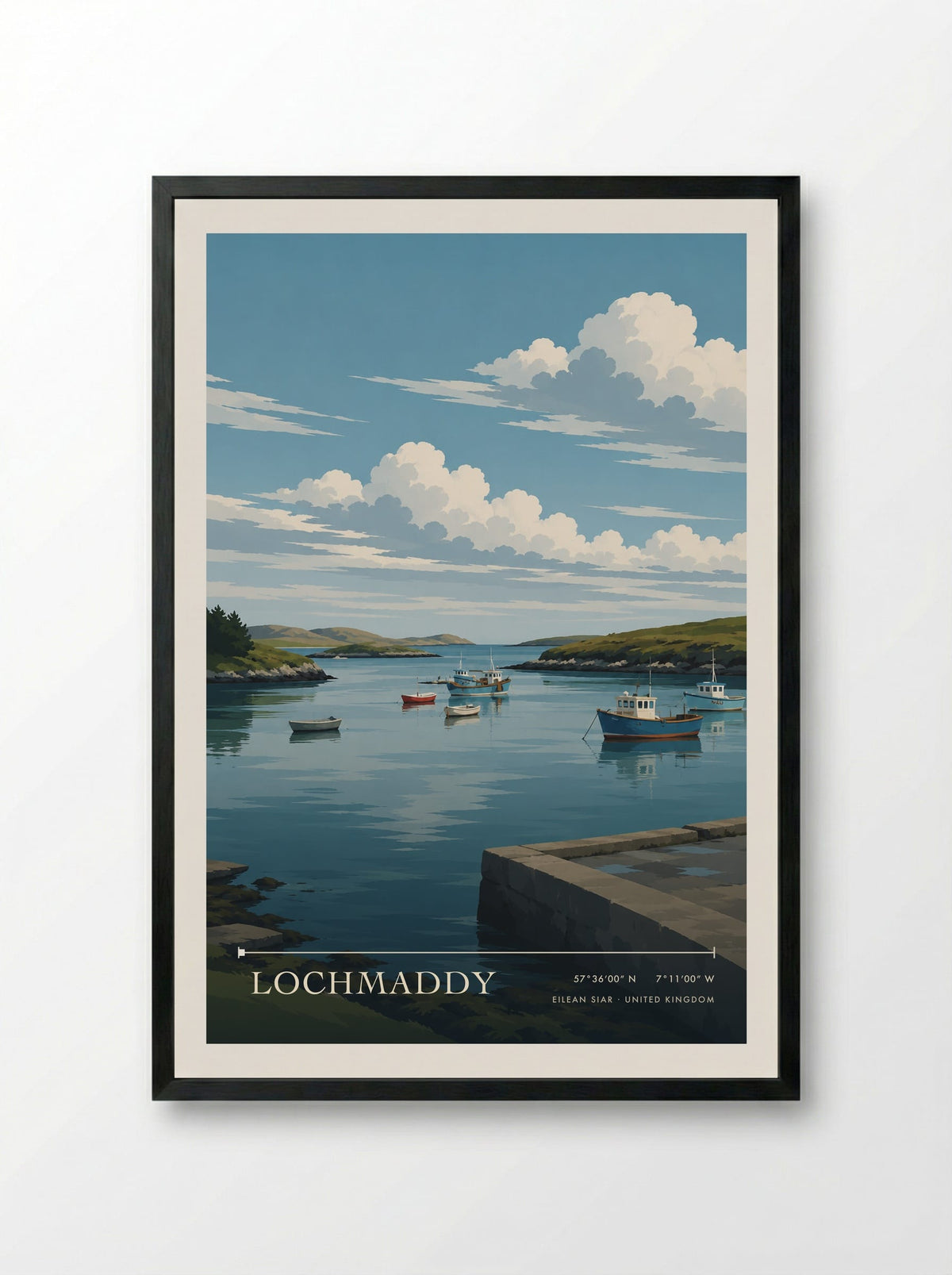 Lochmaddy, Eilean Siar | Travel Poster - Framed Print Black