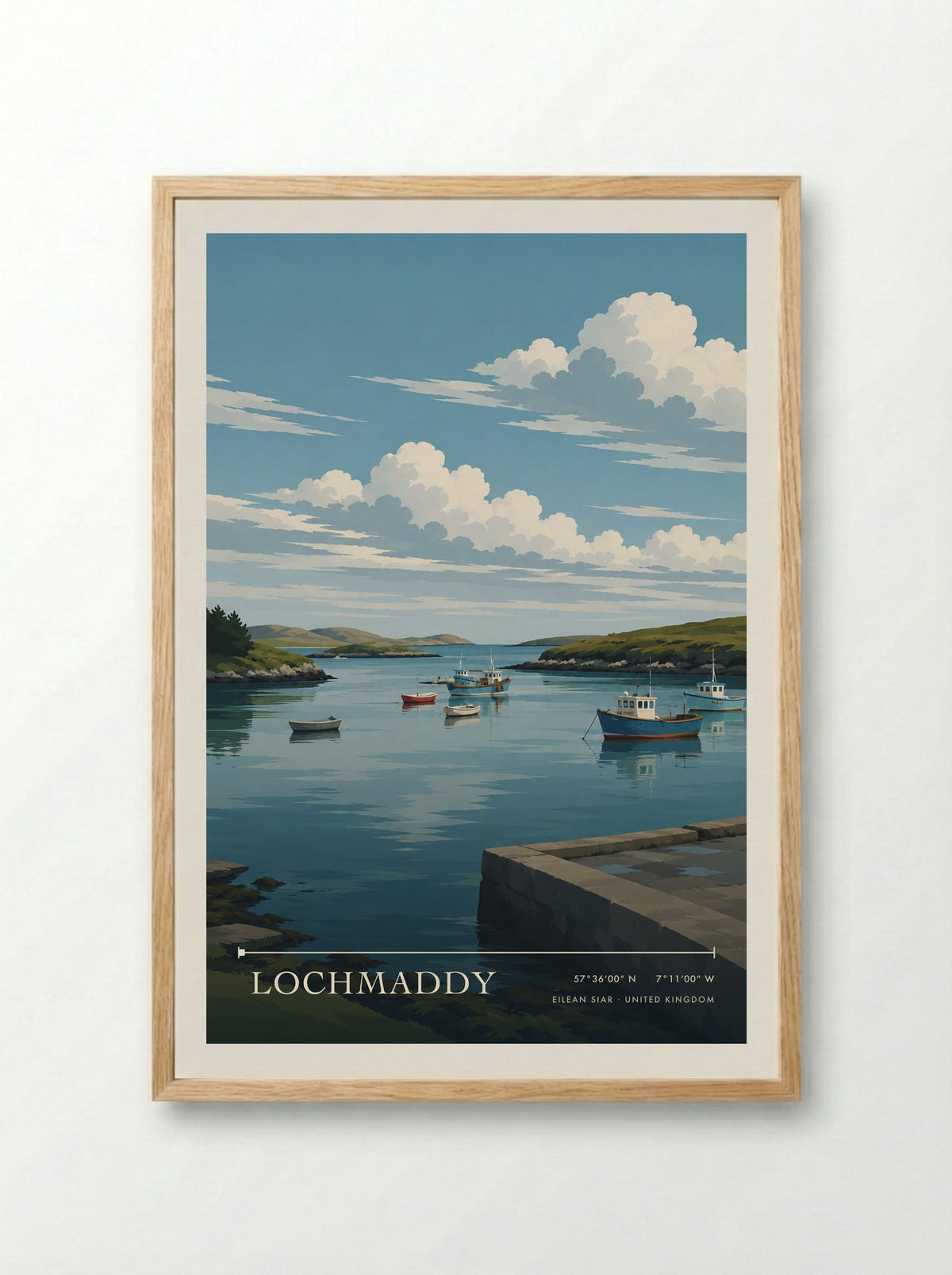 Lochmaddy, Eilean Siar | Travel Poster - Framed Print Wood