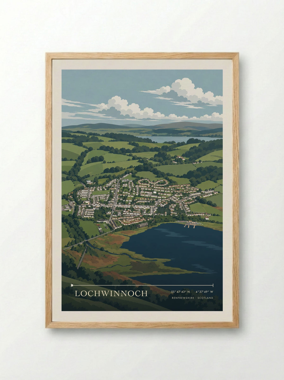 Lochwinnoch, Renfrewshire | Travel Poster - Framed Print Wood