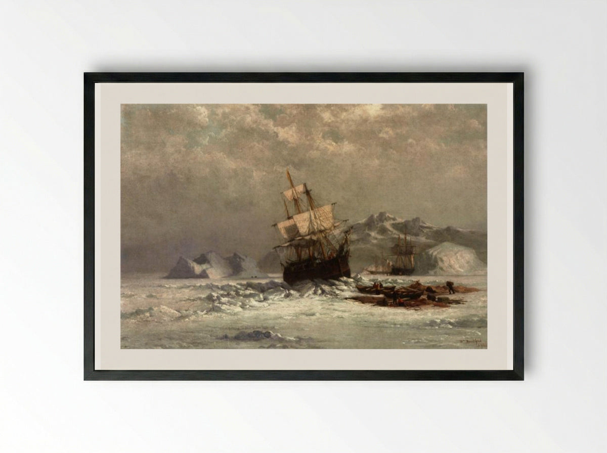 Locked in Ice - William Bradford - Framed Print Black