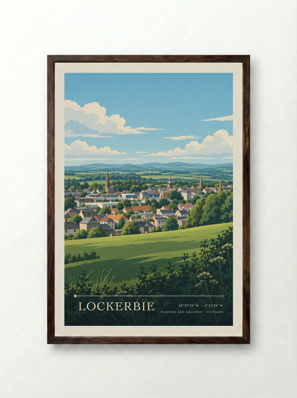 Lockerbie, Dumfries and Galloway | Travel Poster - Framed Print Dark Wood