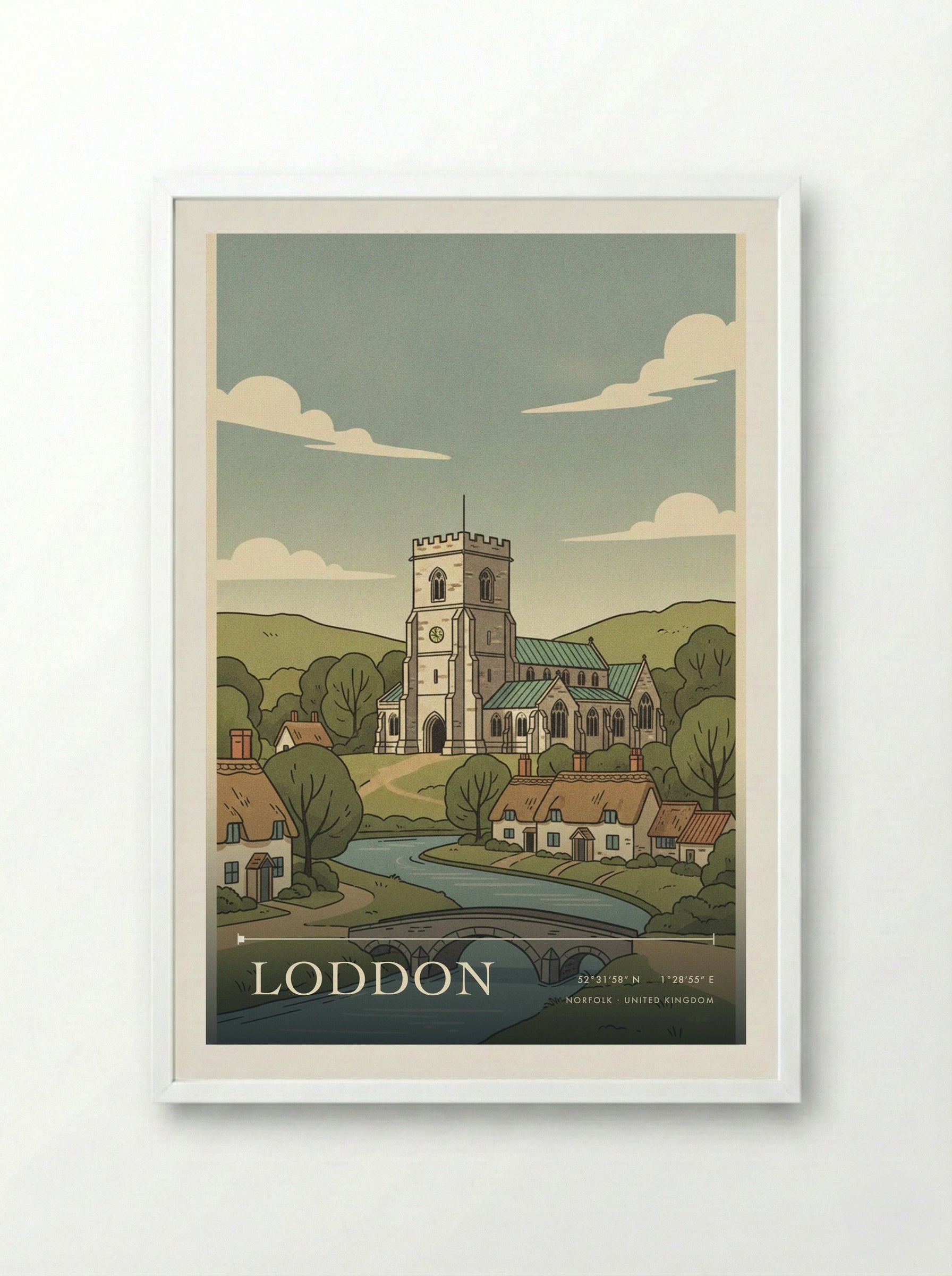 Loddon Norfolk United Kingdom Travel Poster - Framed Print White