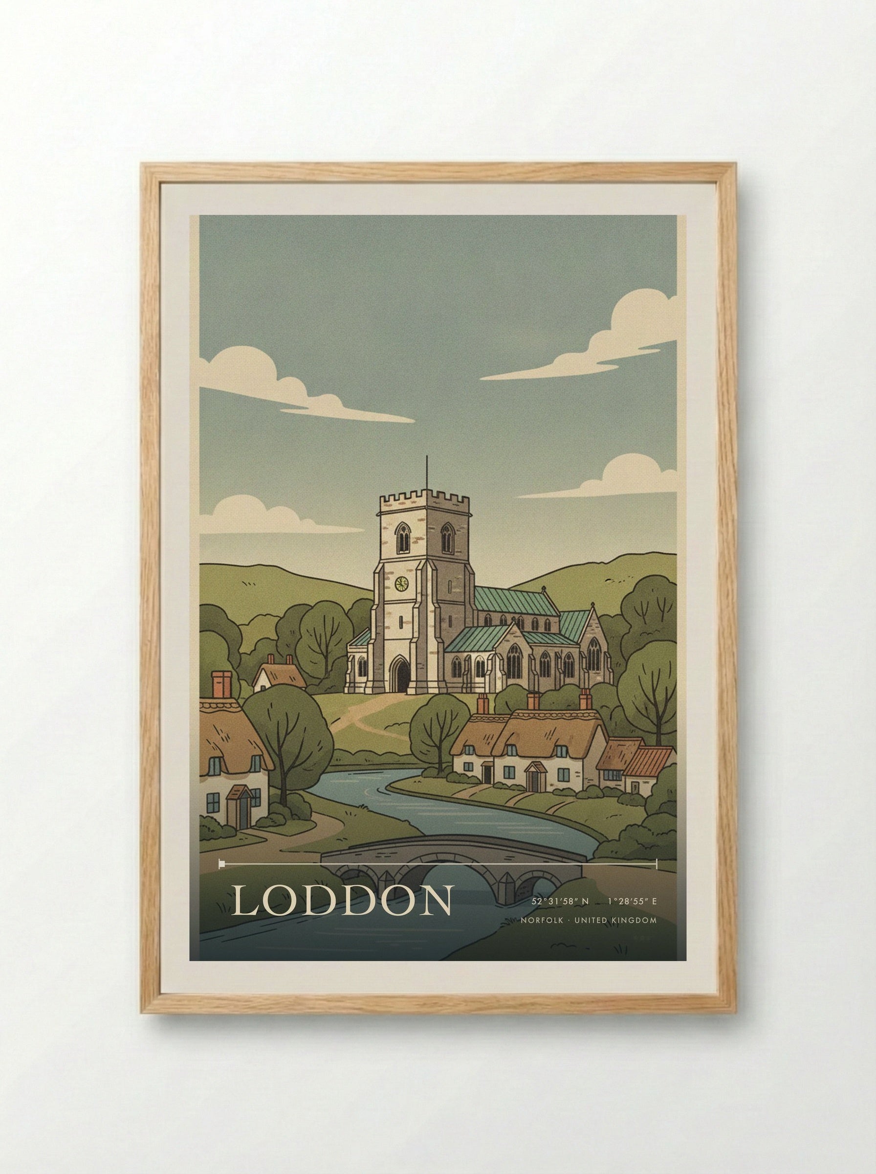 Loddon Norfolk United Kingdom Travel Poster - Framed Print Wood