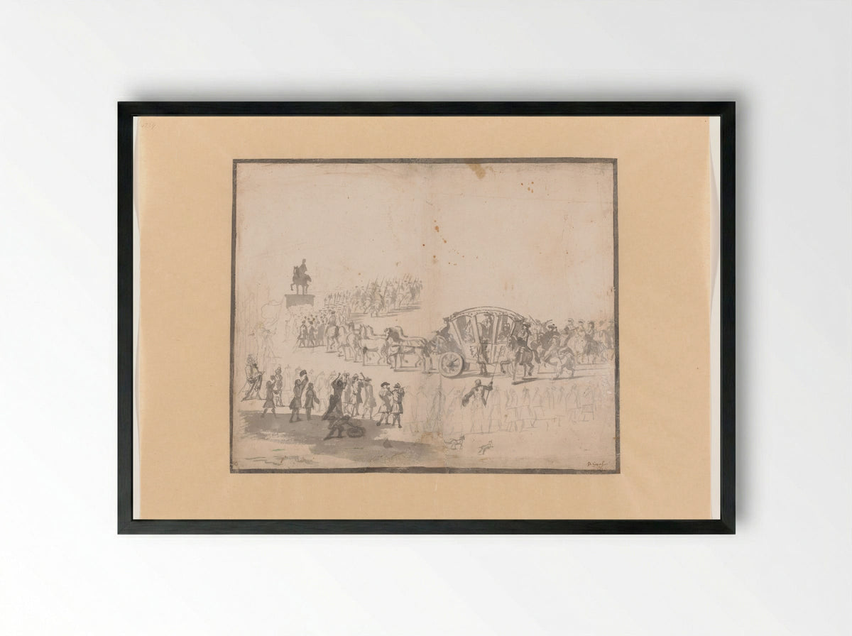 Lodewijk XIV in een rijtuig te Parijs - Barent Gael - Framed Print Black