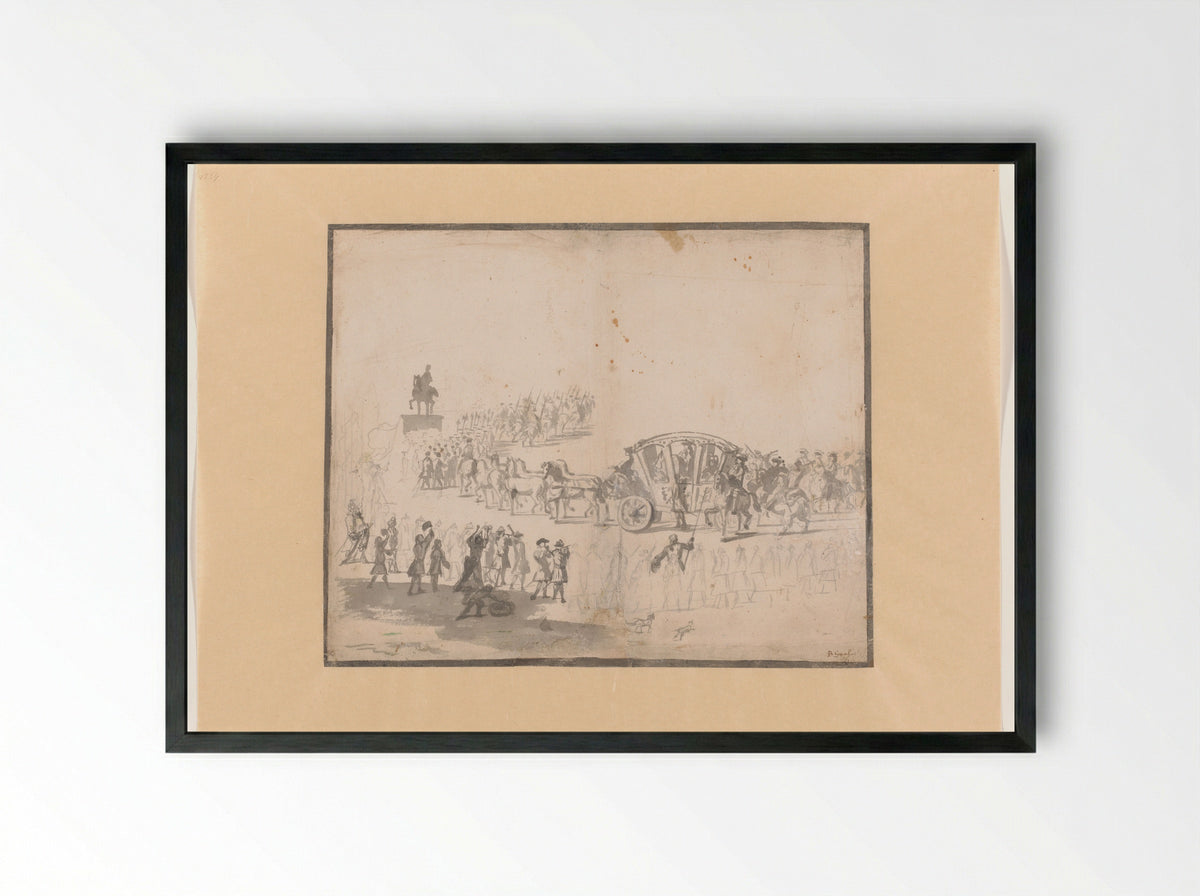 Lodewijk XIV in een rijtuig te Parijs - Barent Gael - Framed Print Black