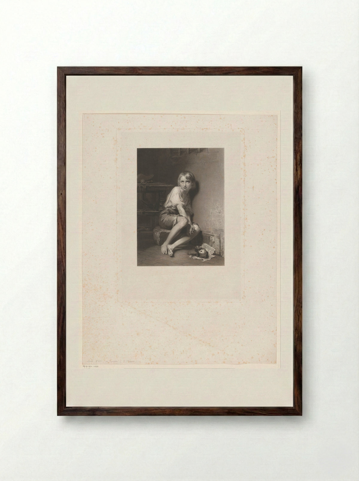 Lodewijk XVII in de tempel - François de Meersman - Framed Print Dark Wood
