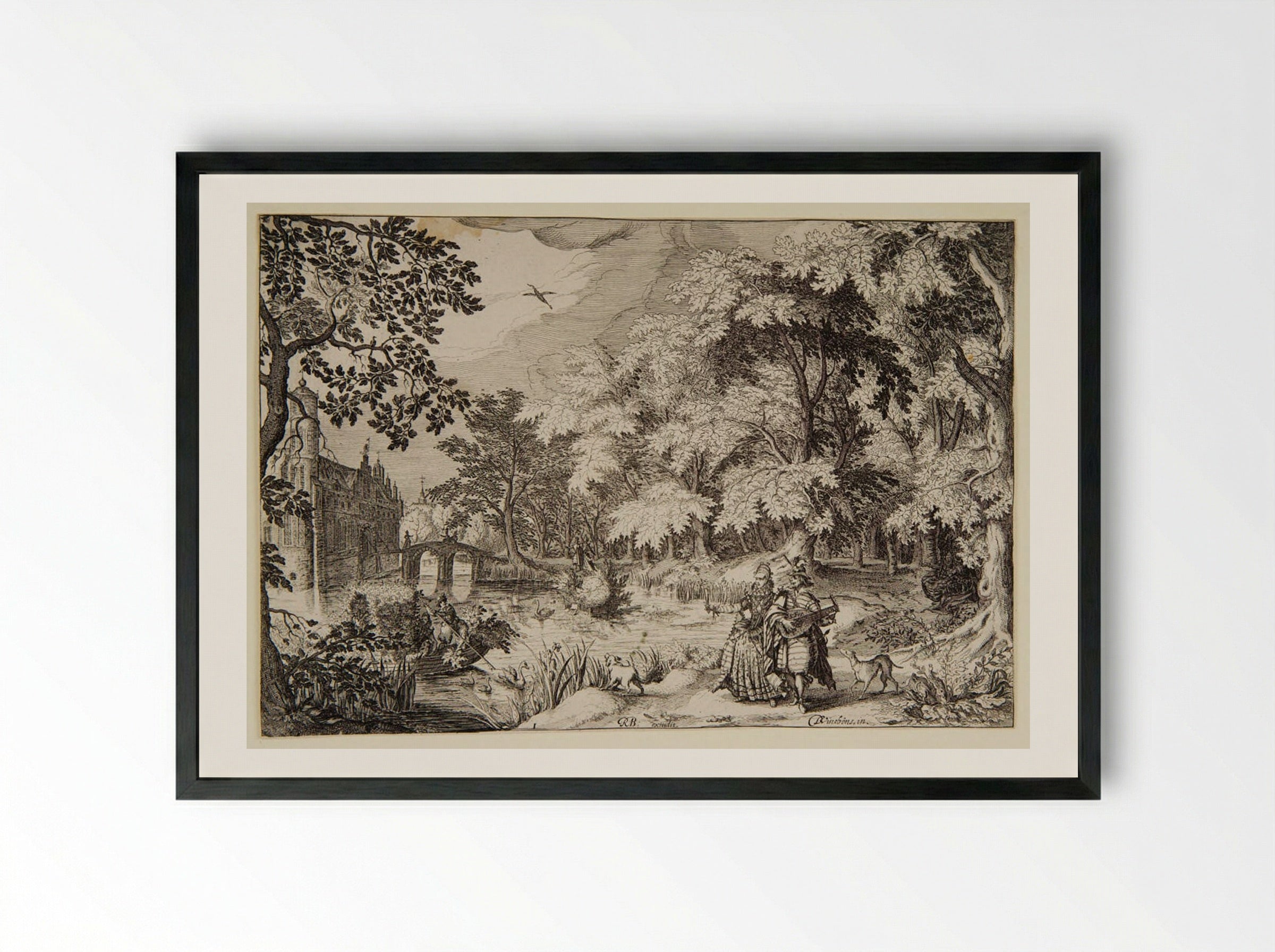 Loenersloot Castle - Simon Frisius - Framed Print Black