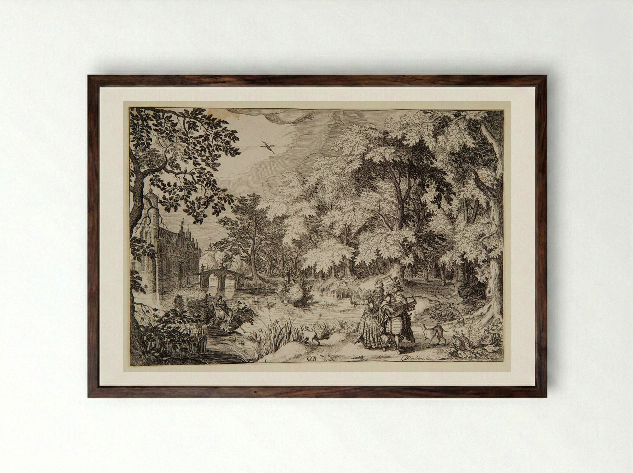 Loenersloot Castle - Simon Frisius - Framed Print Dark Wood