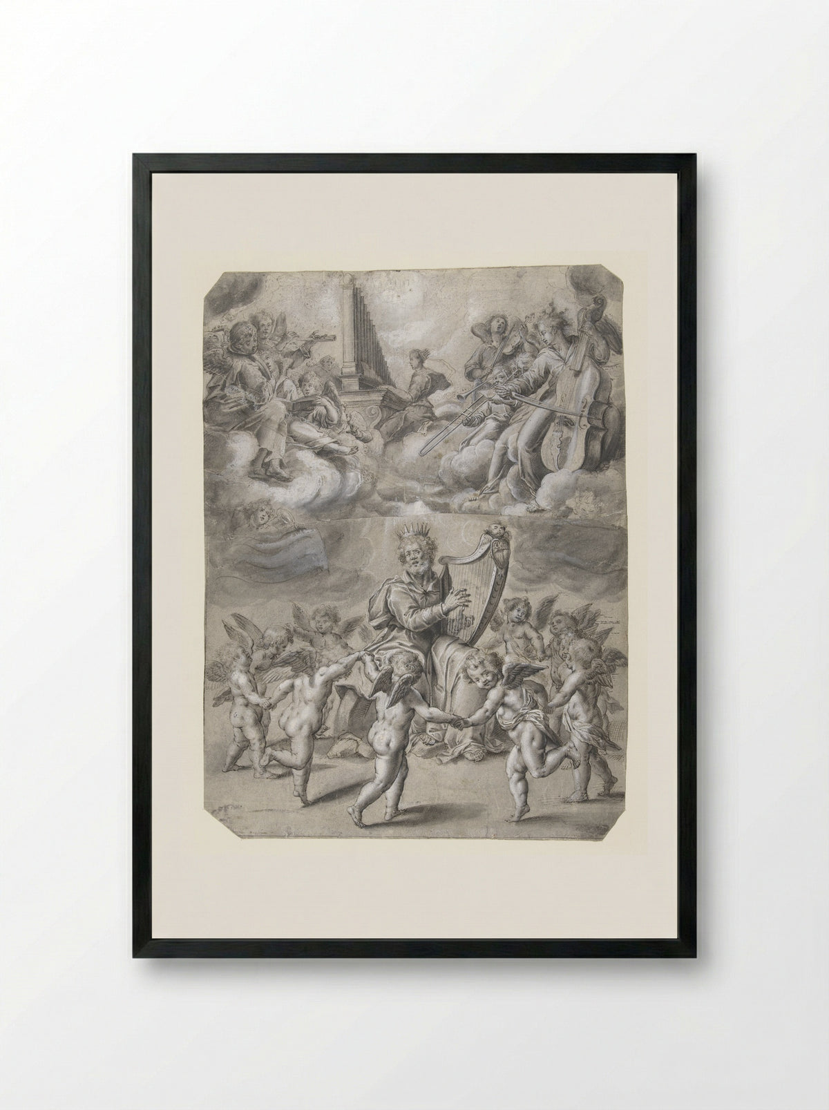 Loflied van Koning David en de heilige Cecilia - Peter de Witte - Framed Print Black