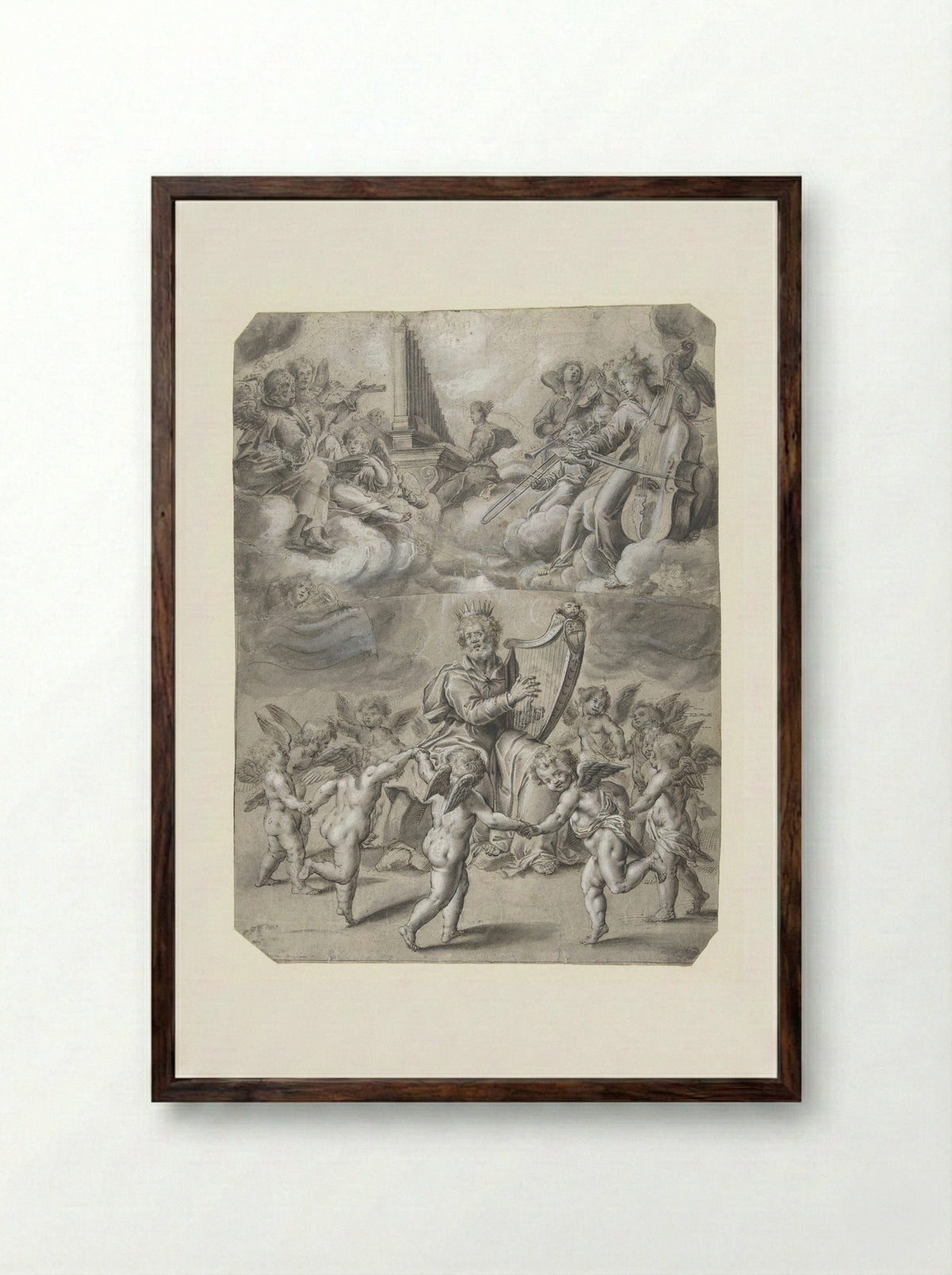 Loflied van Koning David en de heilige Cecilia - Peter de Witte - Framed Print Dark Wood