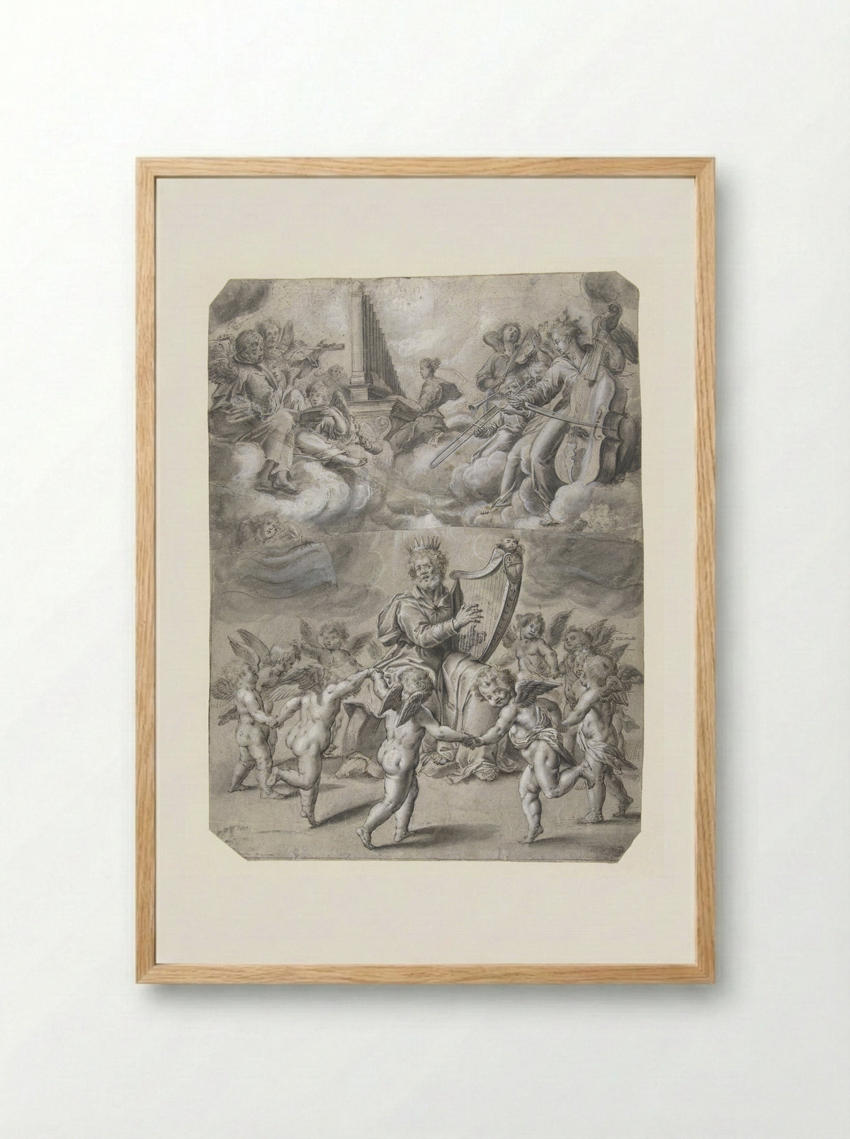 Loflied van Koning David en de heilige Cecilia - Peter de Witte - Framed Print Wood