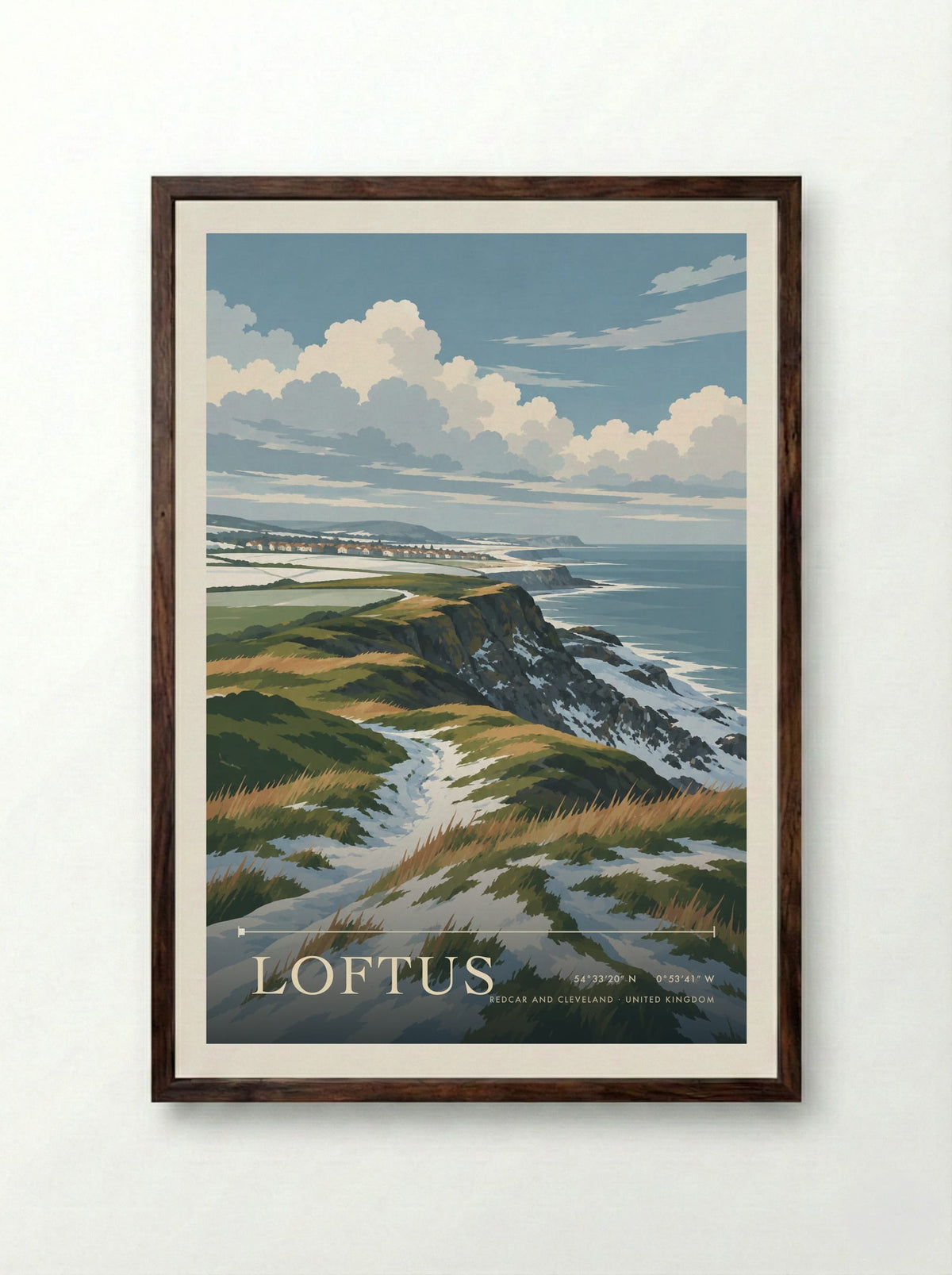 Loftus, Redcar and Cleveland | Travel Poster - Framed Print Dark Wood