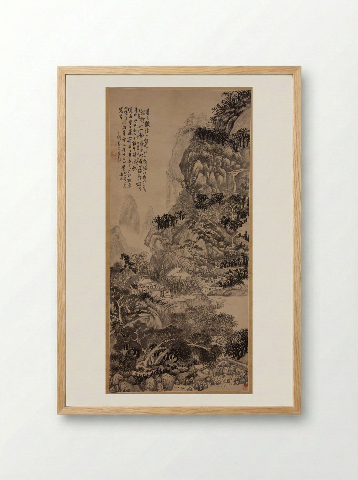 Lofty Recluse in Autumn Mountains - Wang Duo - Framed Print Wood