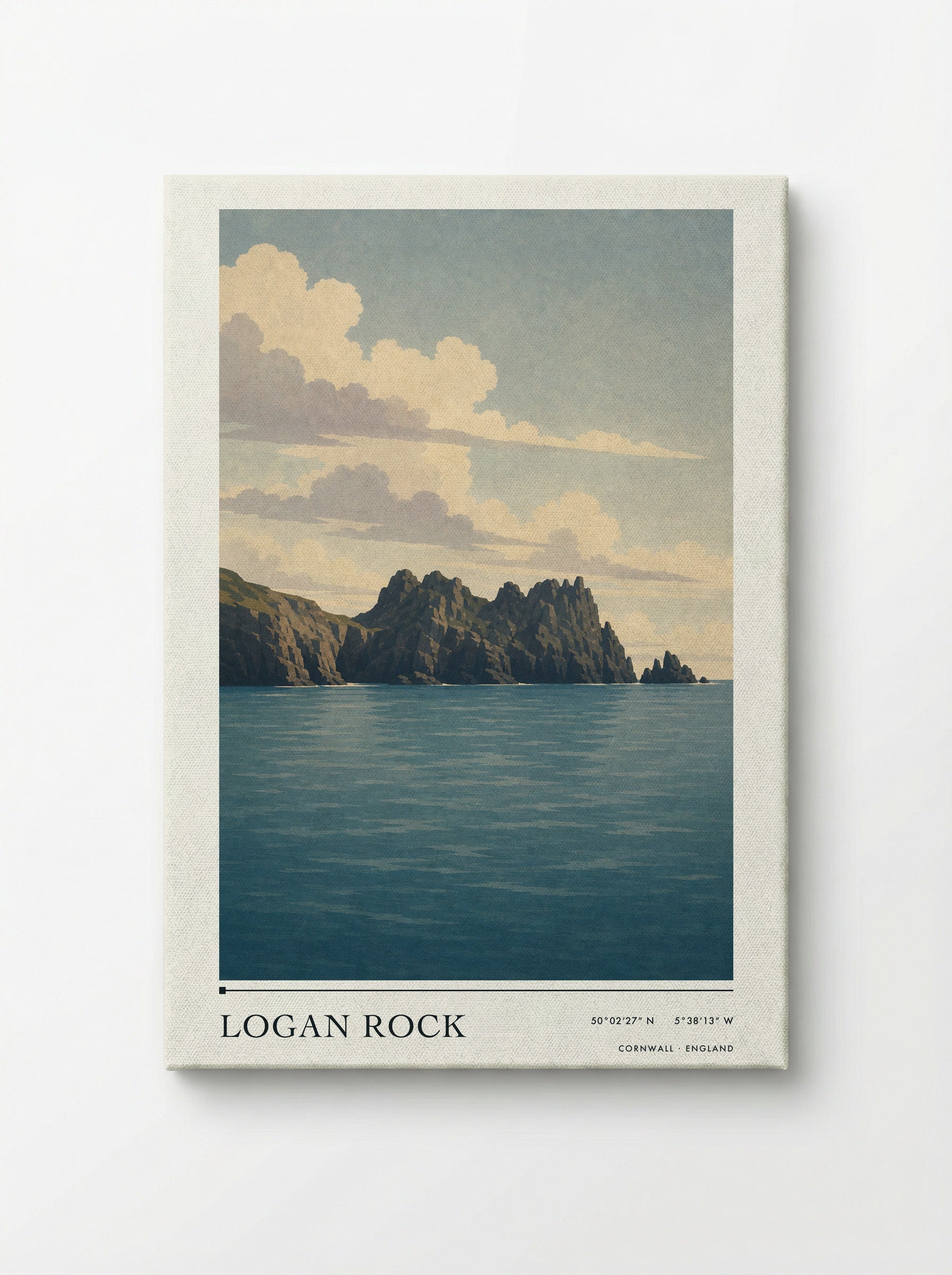 Logan Rock Cornwall England Travel Poster - Canvas