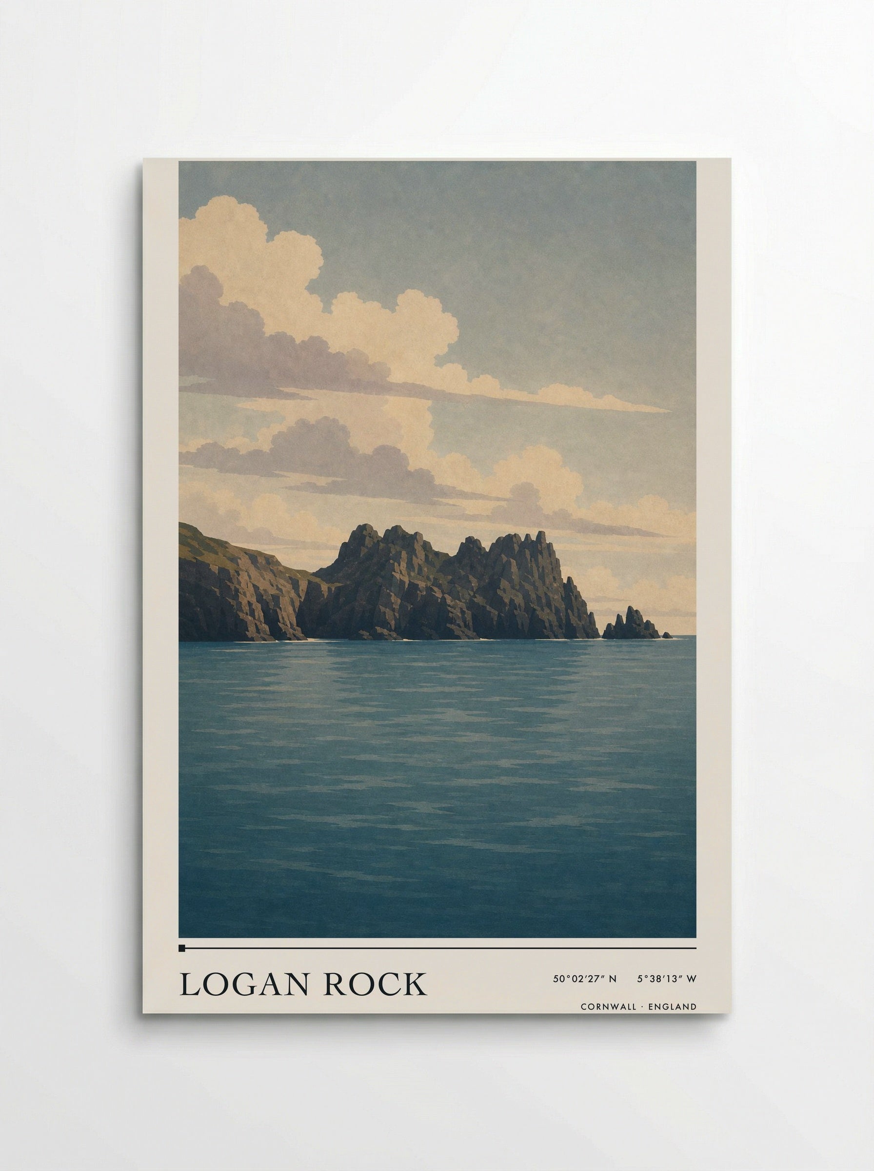 Logan Rock Cornwall England Travel Poster - Poster