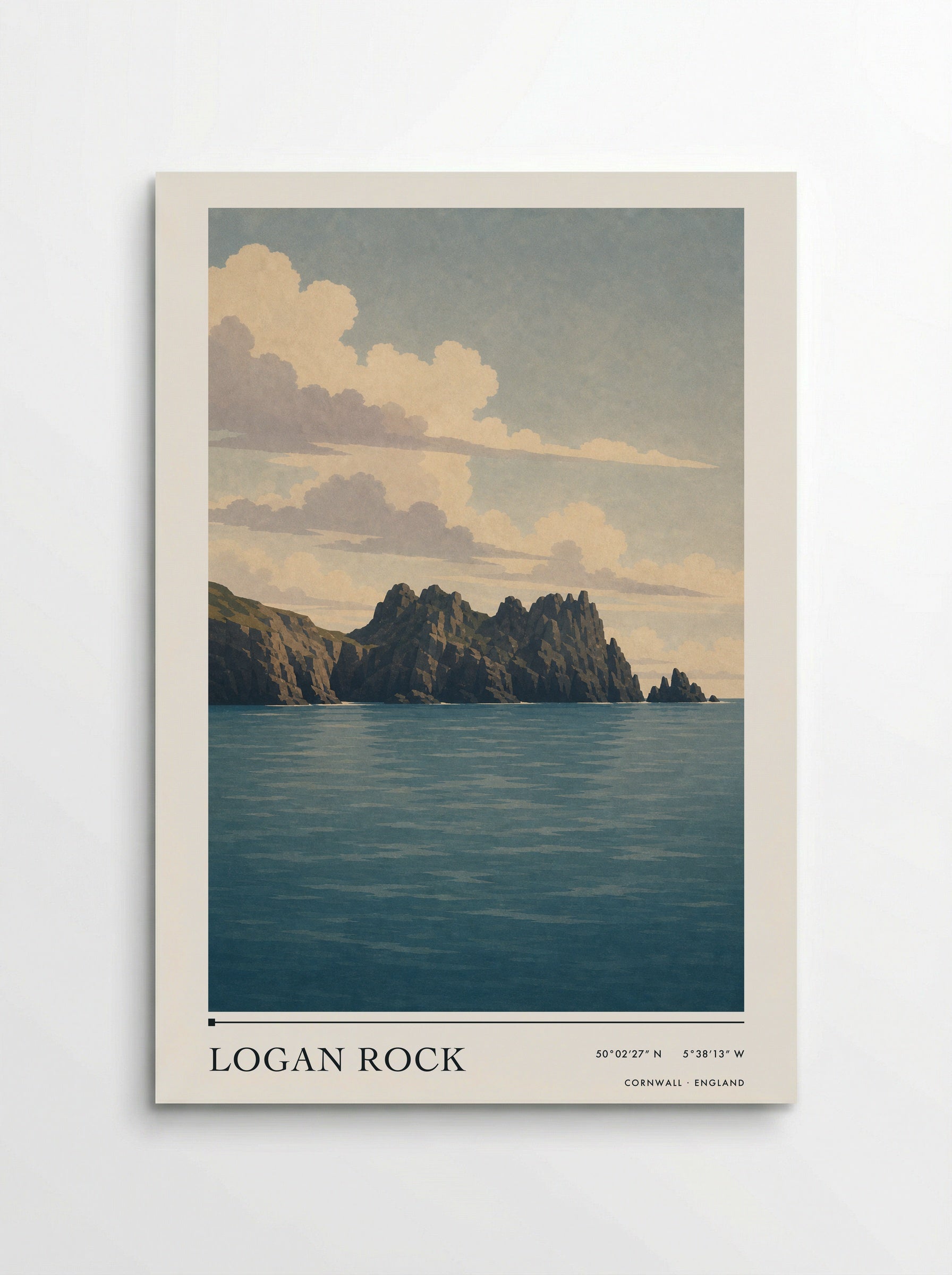 Logan Rock Cornwall England Travel Poster - Poster