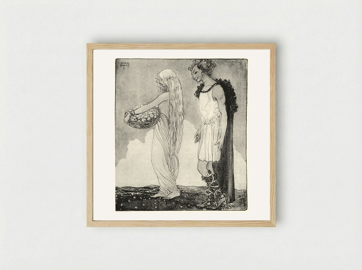 Loki and Idun - John Bauer - Framed Print Wood