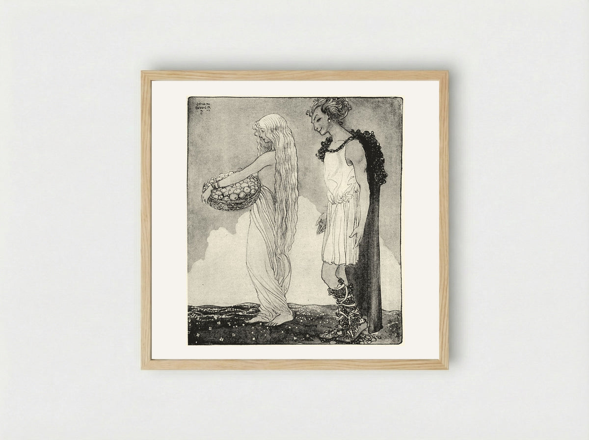 Loki and Idun - John Bauer - Framed Print Wood