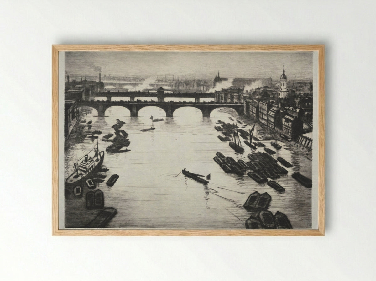 London Bridges - Christopher Nevinson - Framed Print Wood