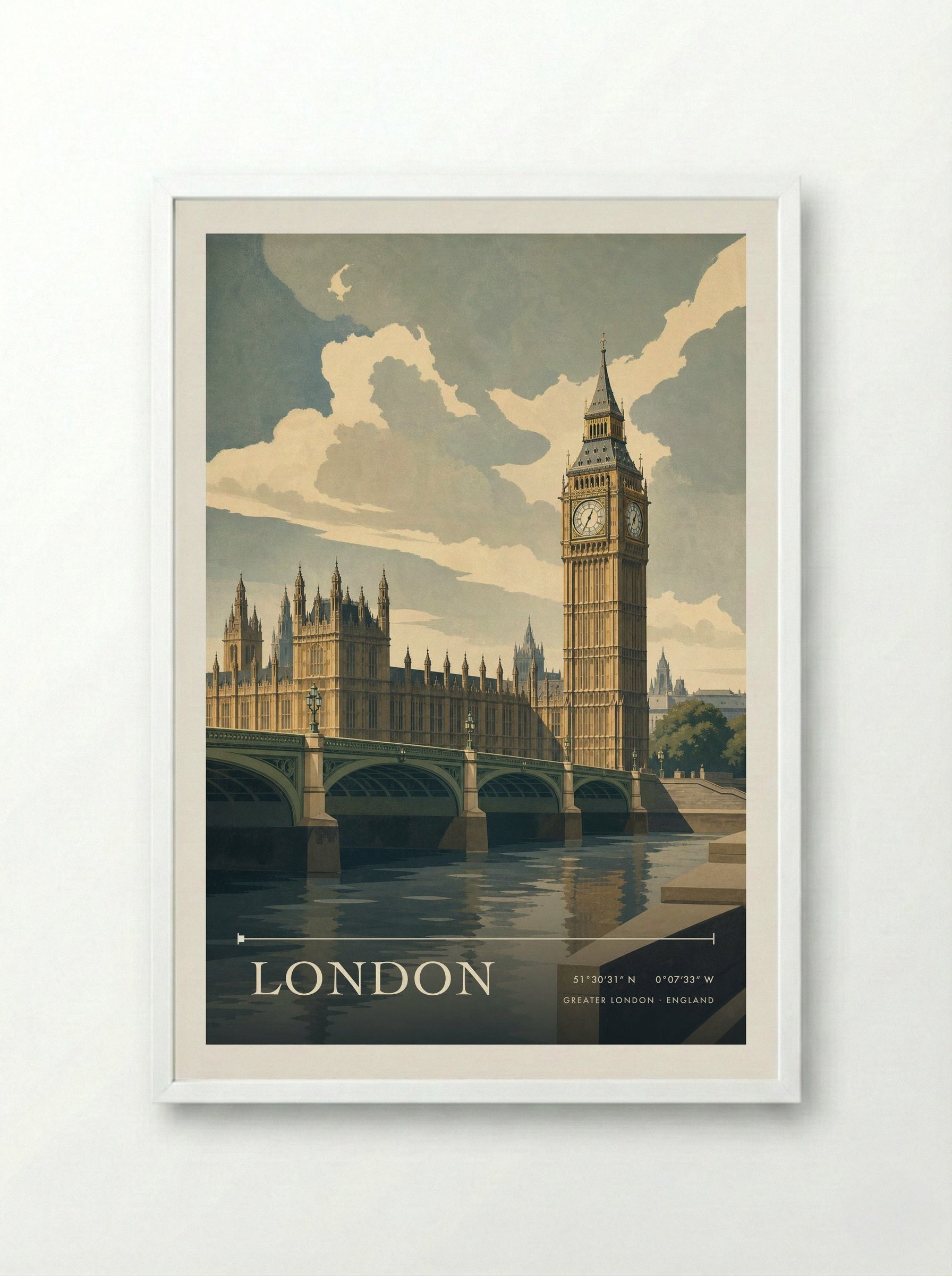 London Greater London England Travel Poster - Framed Print White