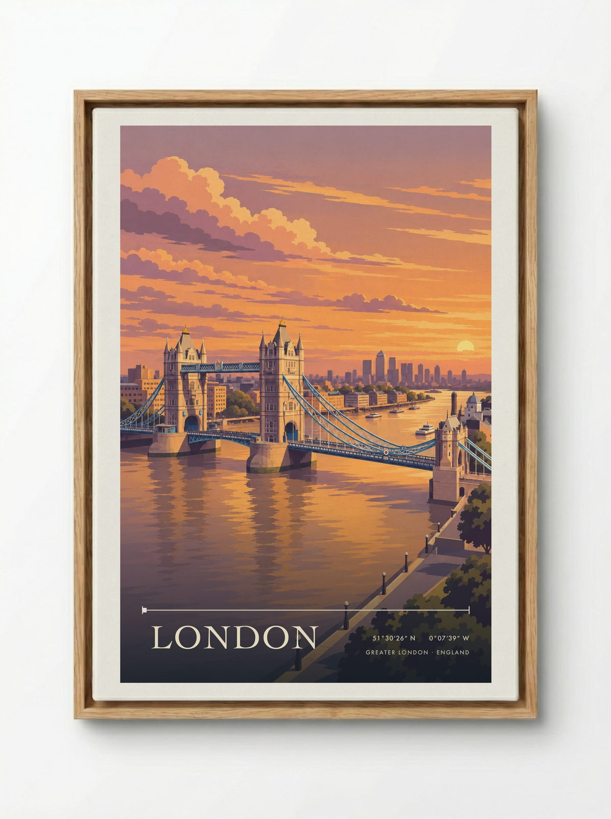 London, Greater London | Travel Poster - Framed Canvas Wood