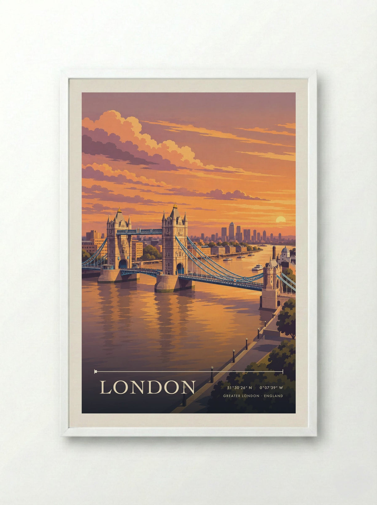 London, Greater London | Travel Poster - Framed Print White