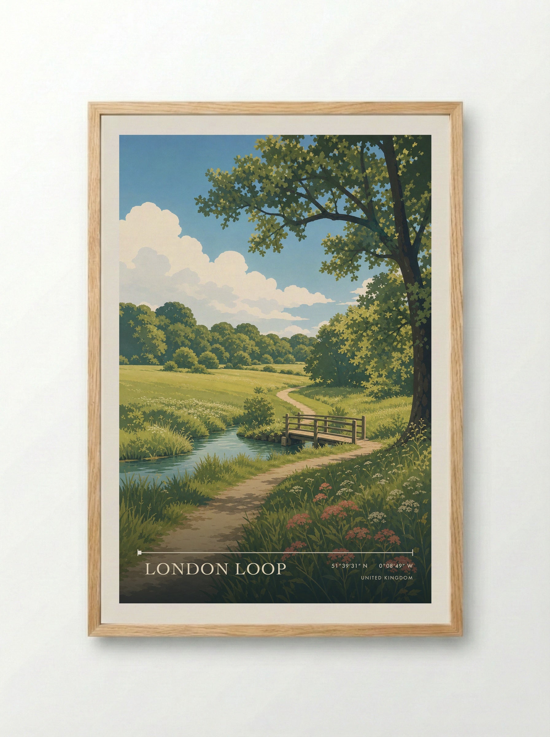 London LOOP United Kingdom Travel Poster - Framed Print Wood