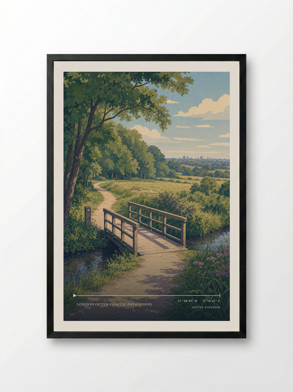London Outer Orbital Path (LOOP) | Travel Poster - Framed Print Black