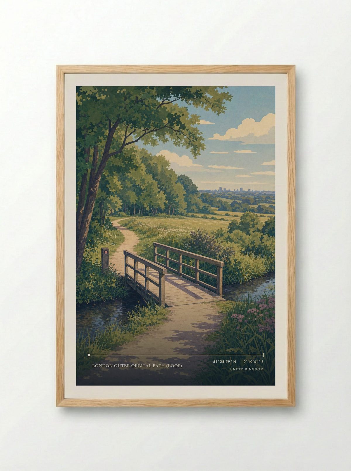 London Outer Orbital Path (LOOP) | Travel Poster - Framed Print Wood