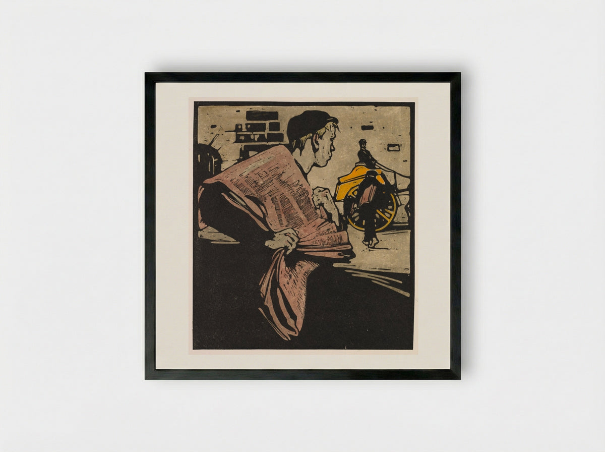 London Types: News-boy - William Nicholson - Framed Print Black