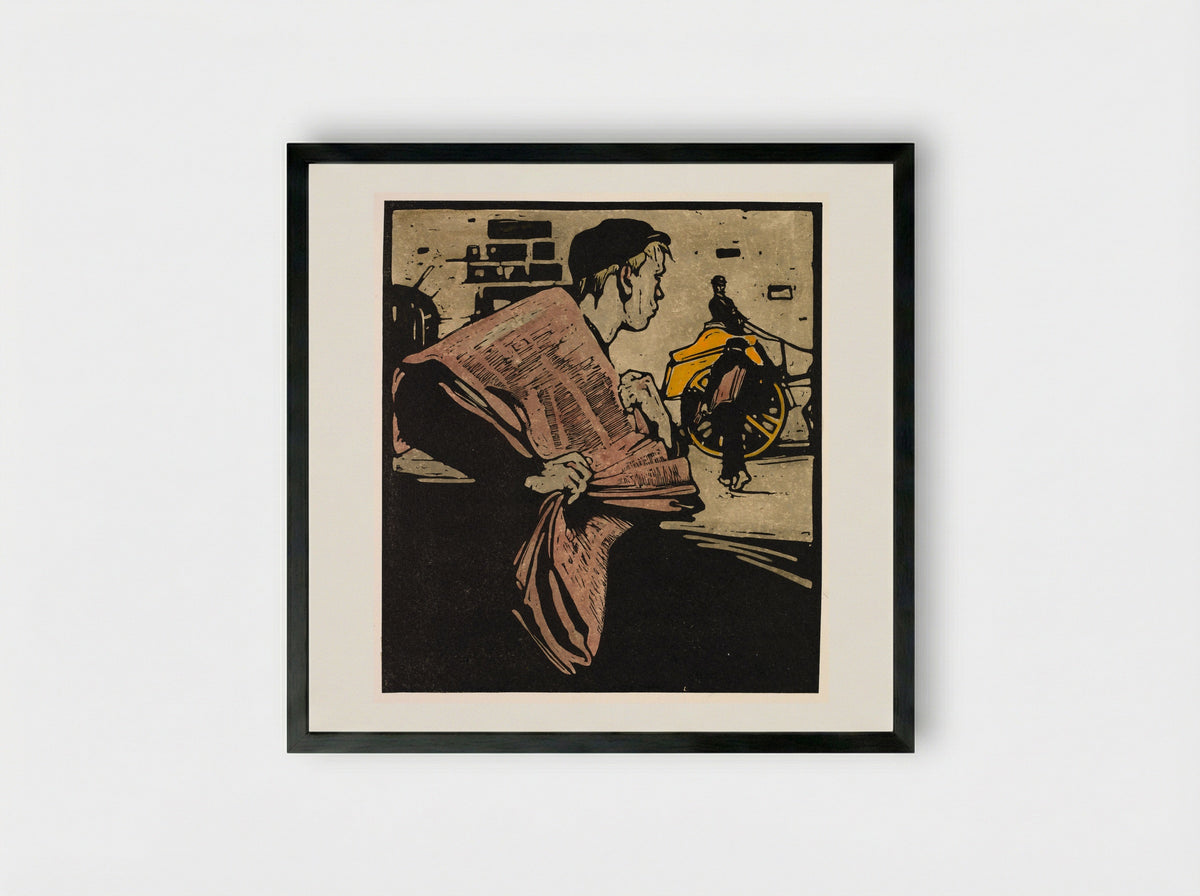 London Types: News-boy - William Nicholson - Framed Print Black