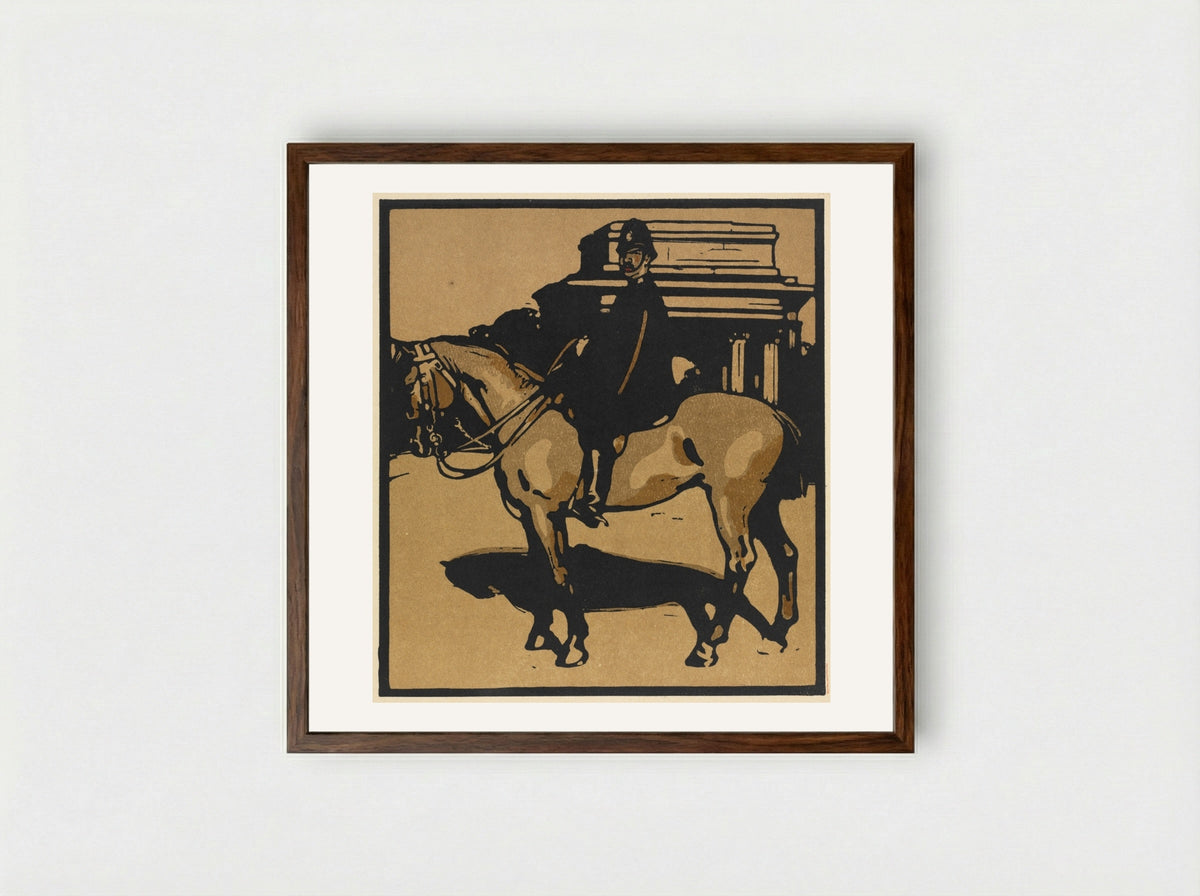 London Types: Policeman (Constitution Hill) - William Nicholson - Framed Print Dark Wood