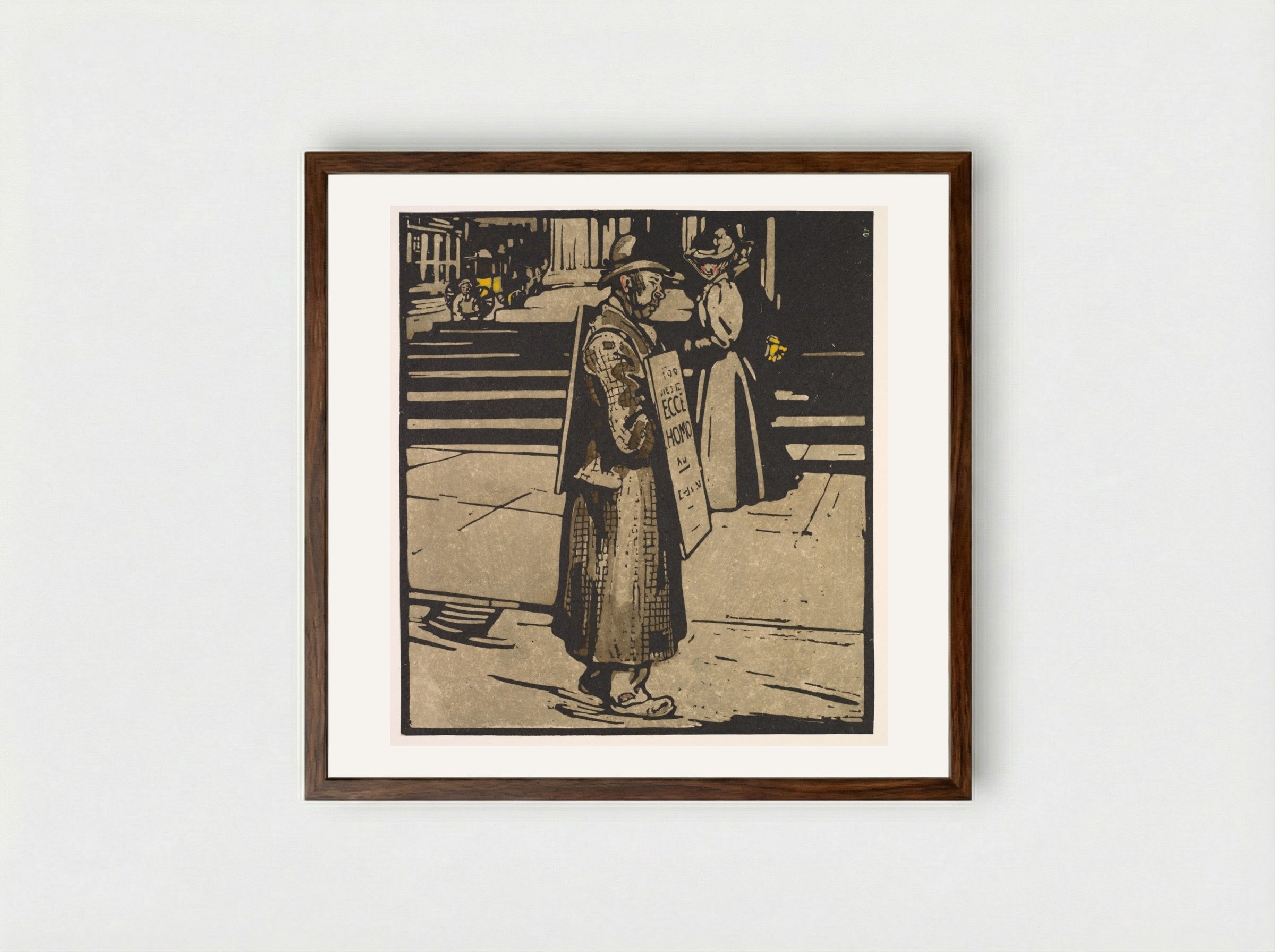 London Types: Sandwich-Man - William Nicholson - Framed Print Dark Wood