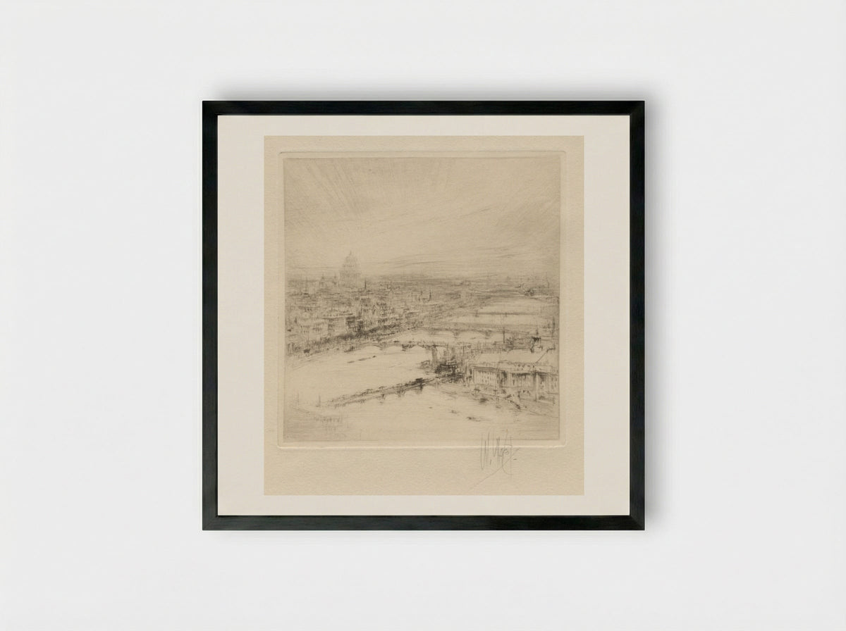 London (View of the Thames) - William Walcot - Framed Print Black