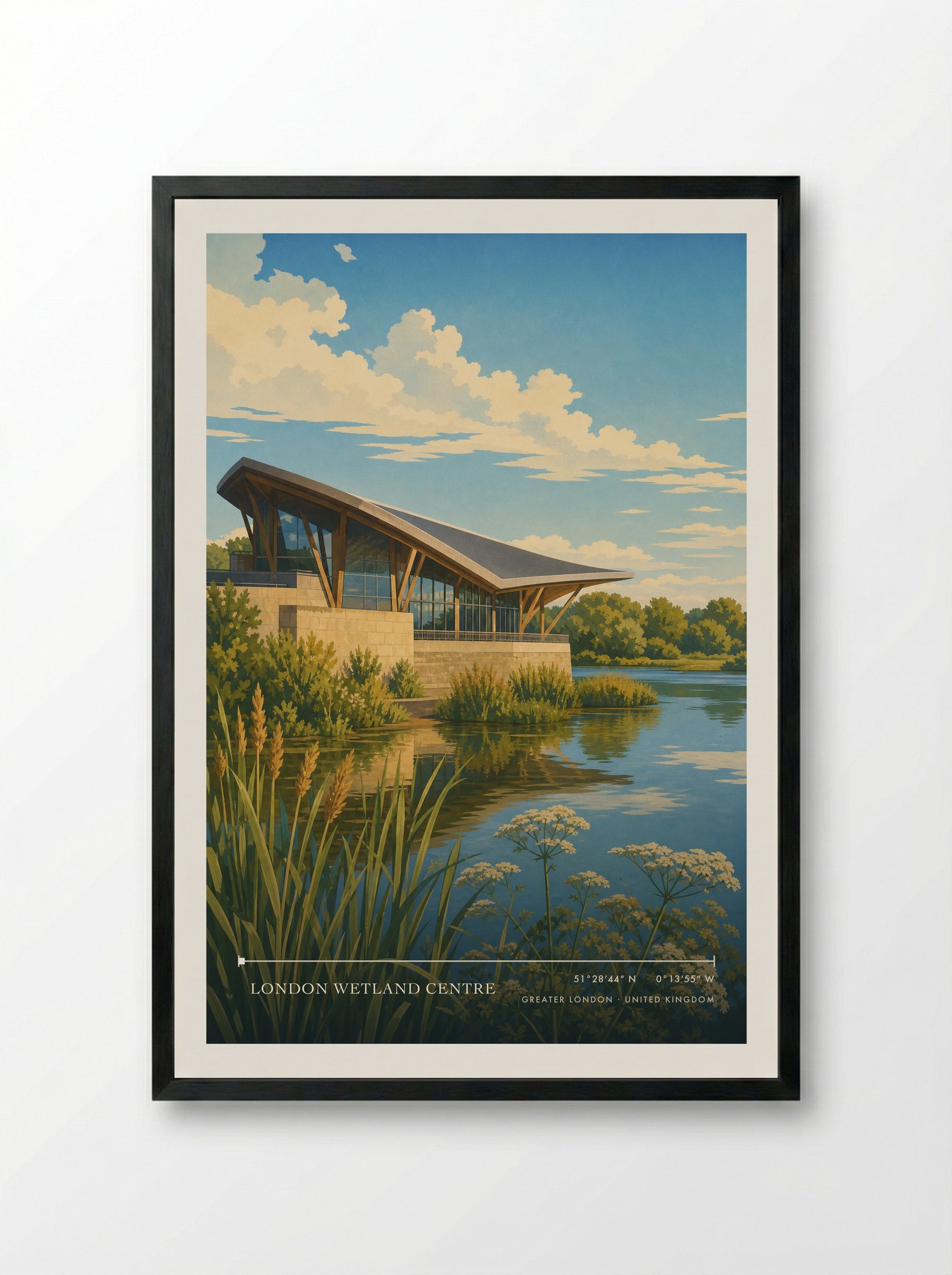 London Wetland Centre Greater London United Kingdom Travel Poster - Framed Print Black