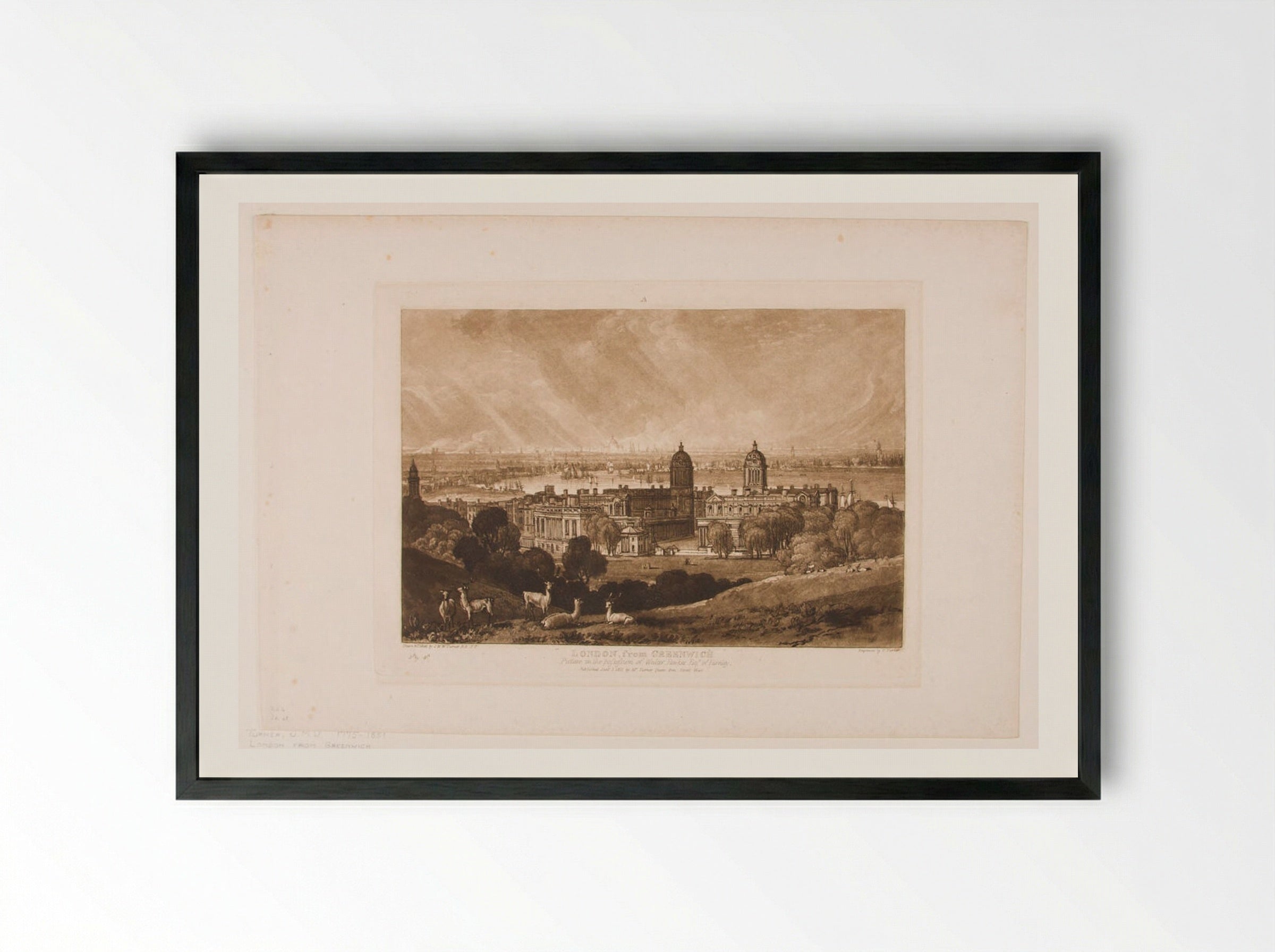 London from Greenwich - Charles Turner - Framed Print Black