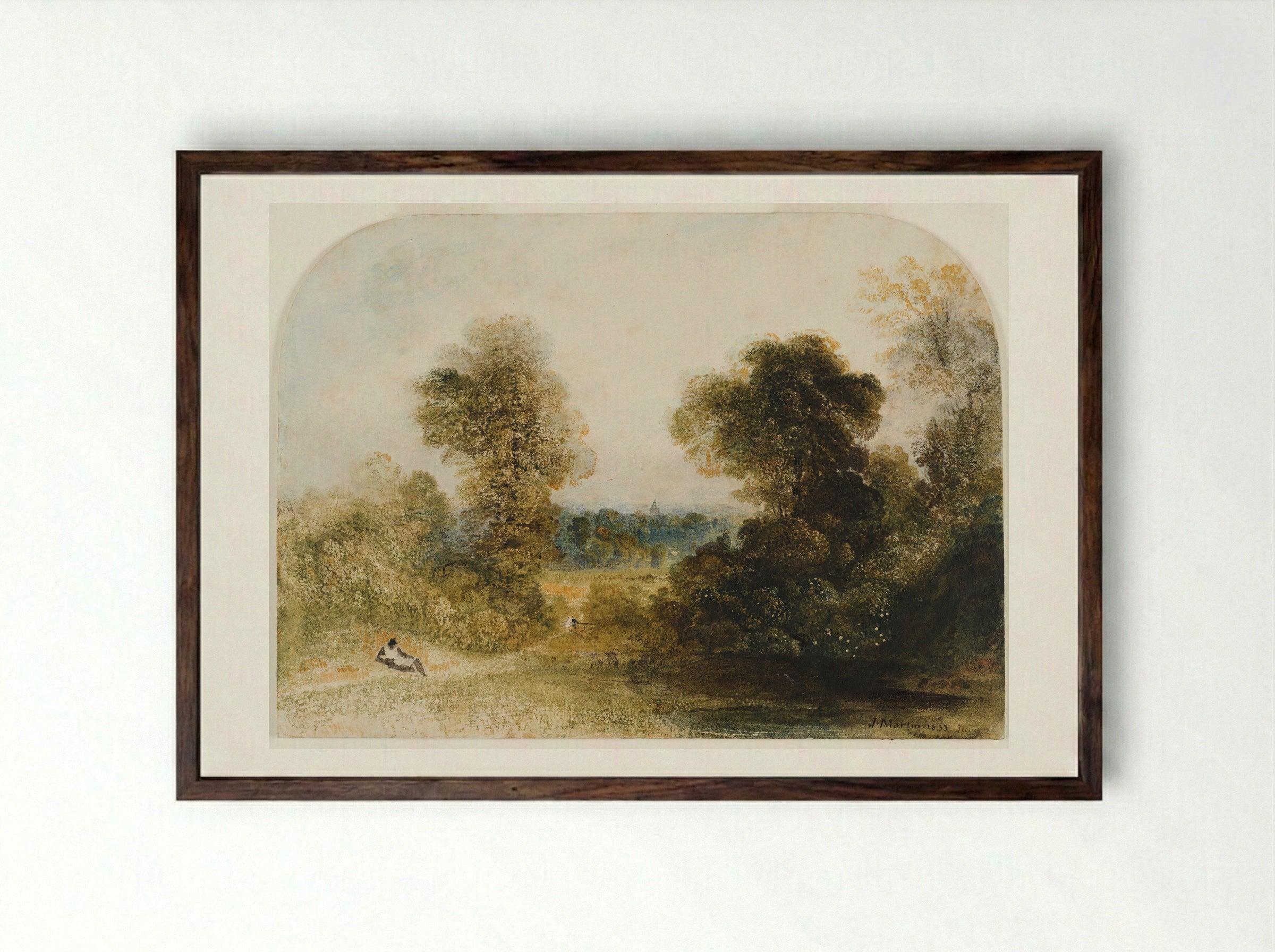 London from Primrose Hill - John Martin - Framed Print Dark Wood
