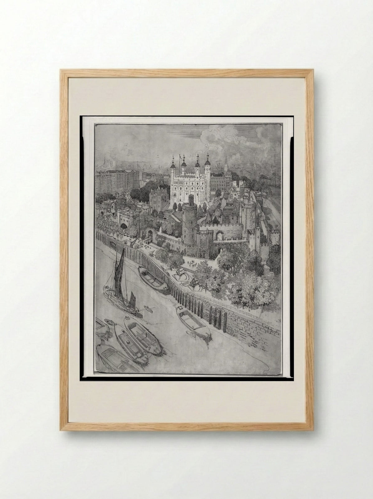 London from the River - Joseph Pennell - Framed Print Wood