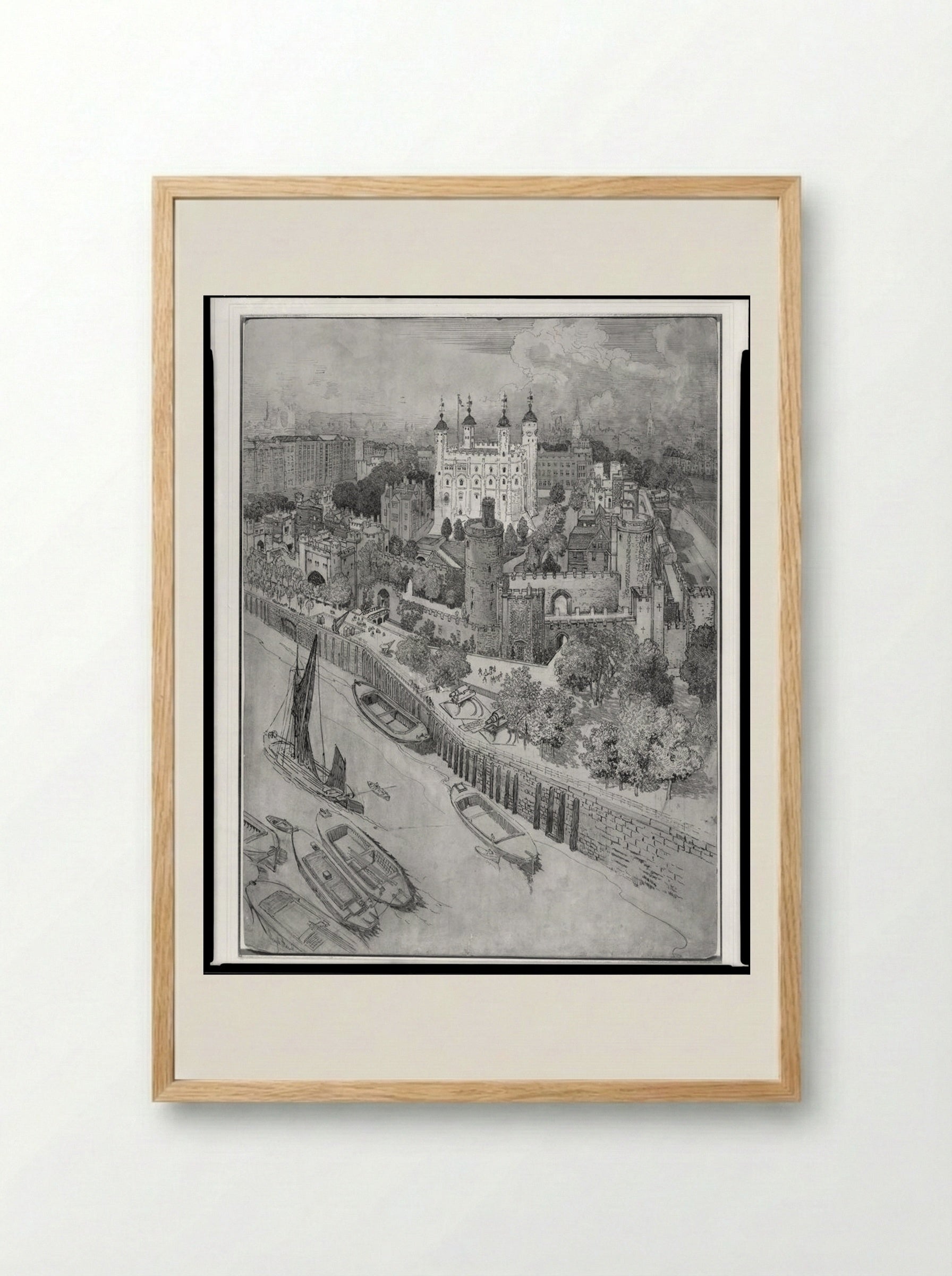 London from the River - Joseph Pennell - Framed Print Wood