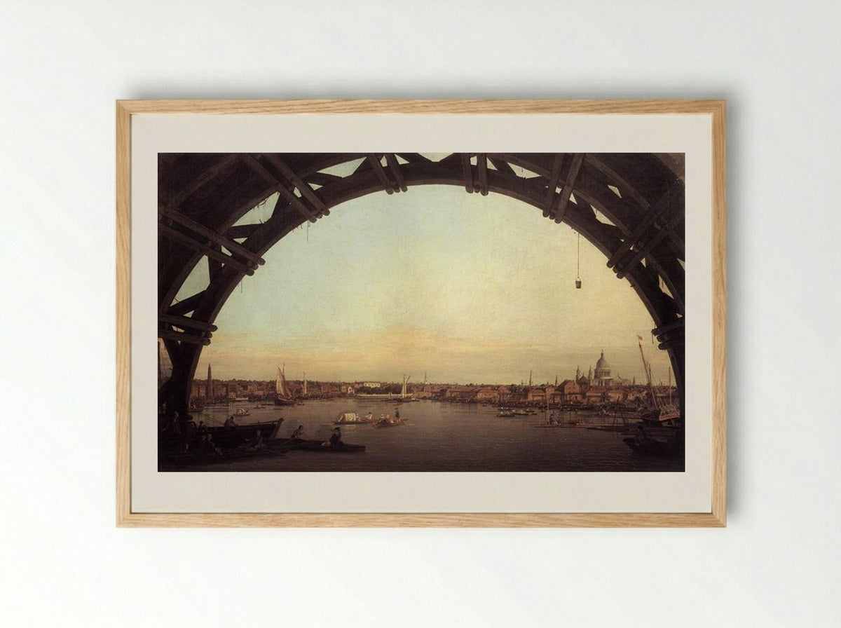 London seen through an arch of Westminster Bridge - Canaletto - Framed Print Wood