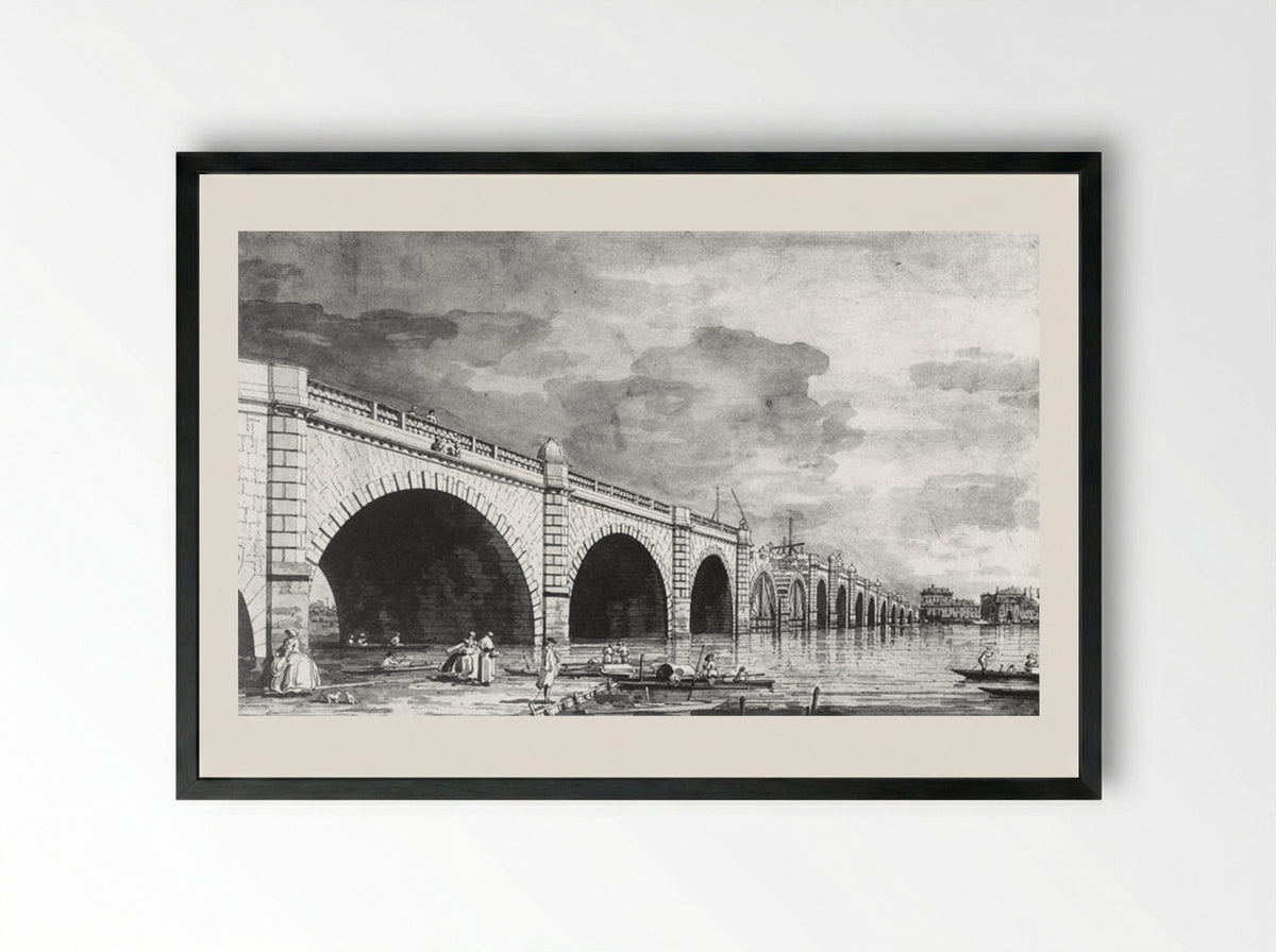 London: Westminster Bridge under Repair - Canaletto - Framed Print Black