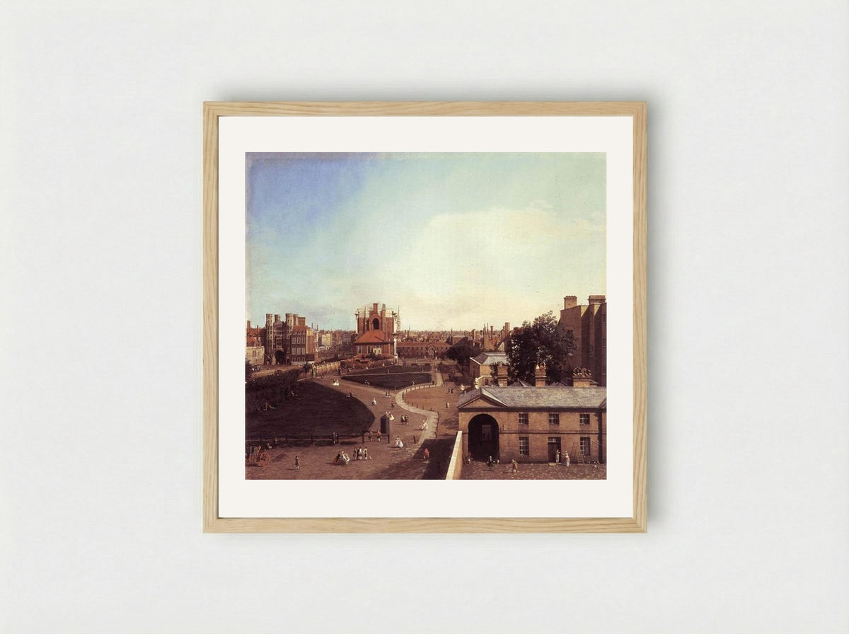 London: Whitehall and the Privy Garden from Richmond House - Canaletto - Framed Print Wood