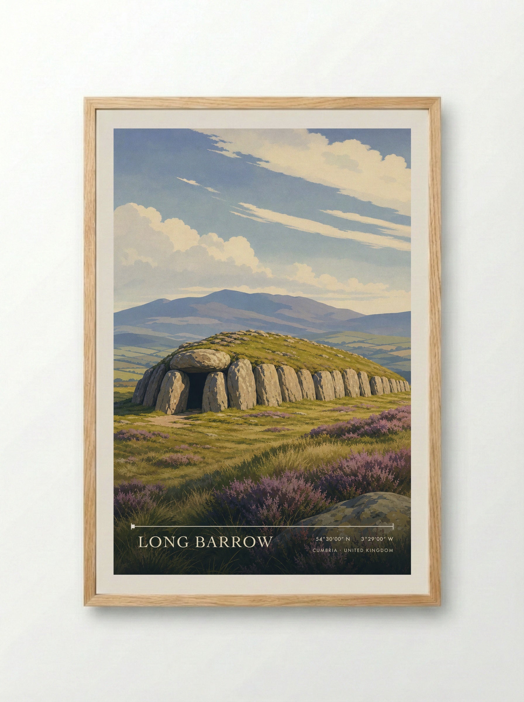 Long Barrow Cumbria United Kingdom Travel Poster - Framed Print Wood